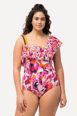 Damen Badeanzug Stickblumen Softcups Volant