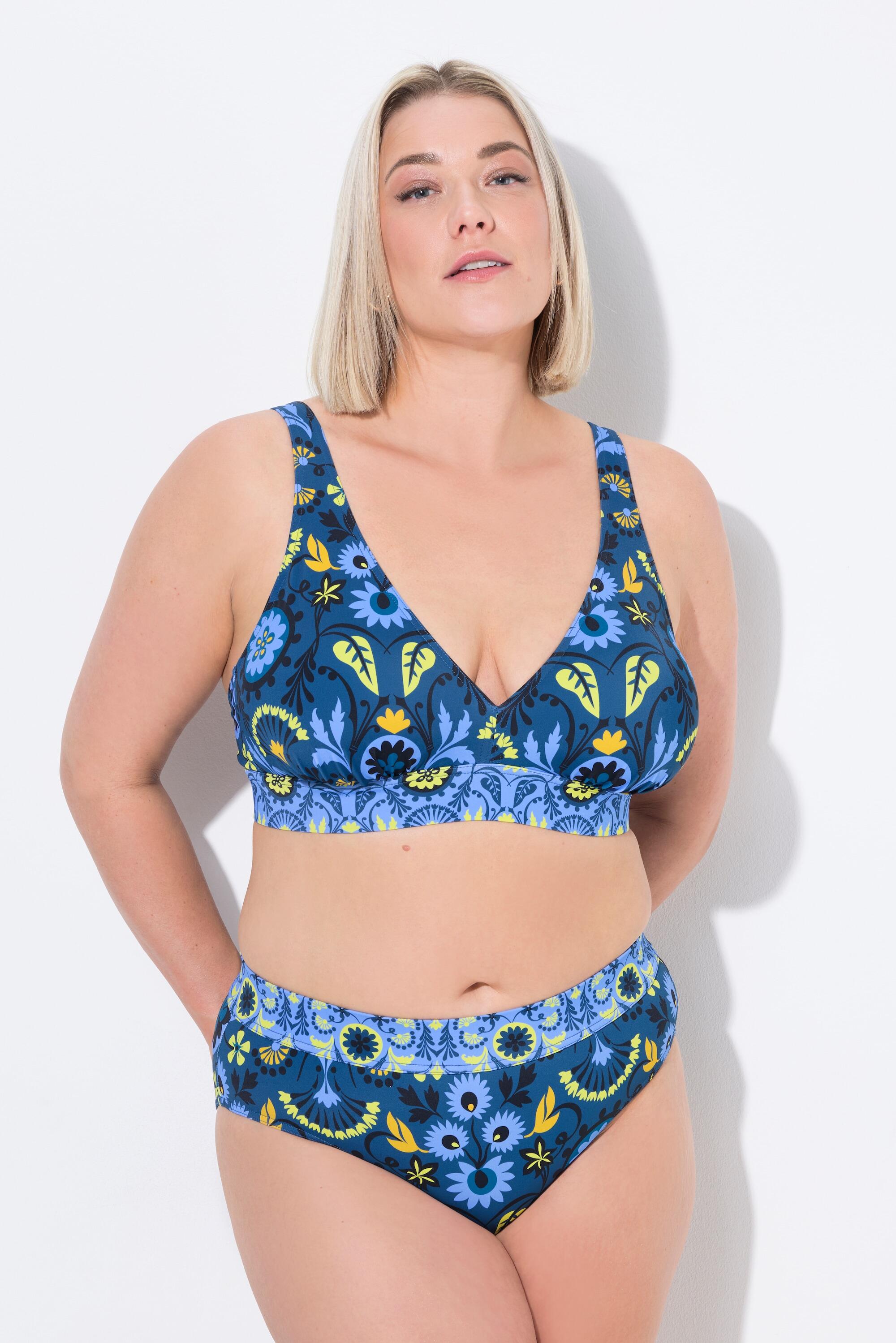 ULLA POPKEN Bikini donna stampato blu — coppe morbide, spalline regolabili