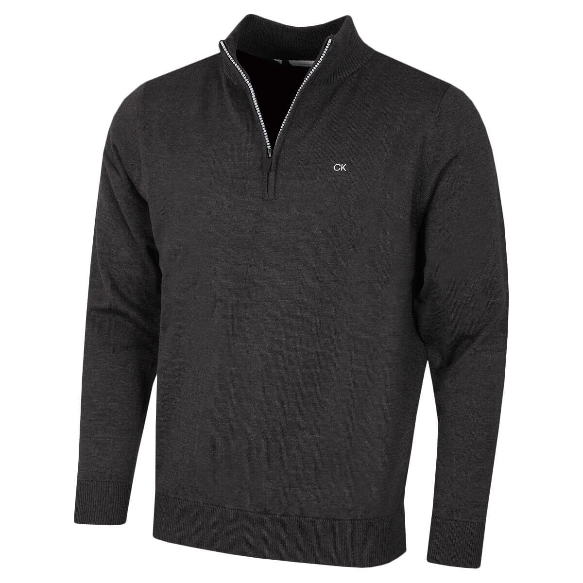 CALVIN KLEIN Calvin Klein Mens Campus 1/2 Zip Sweater - Charcoal/Silver - S