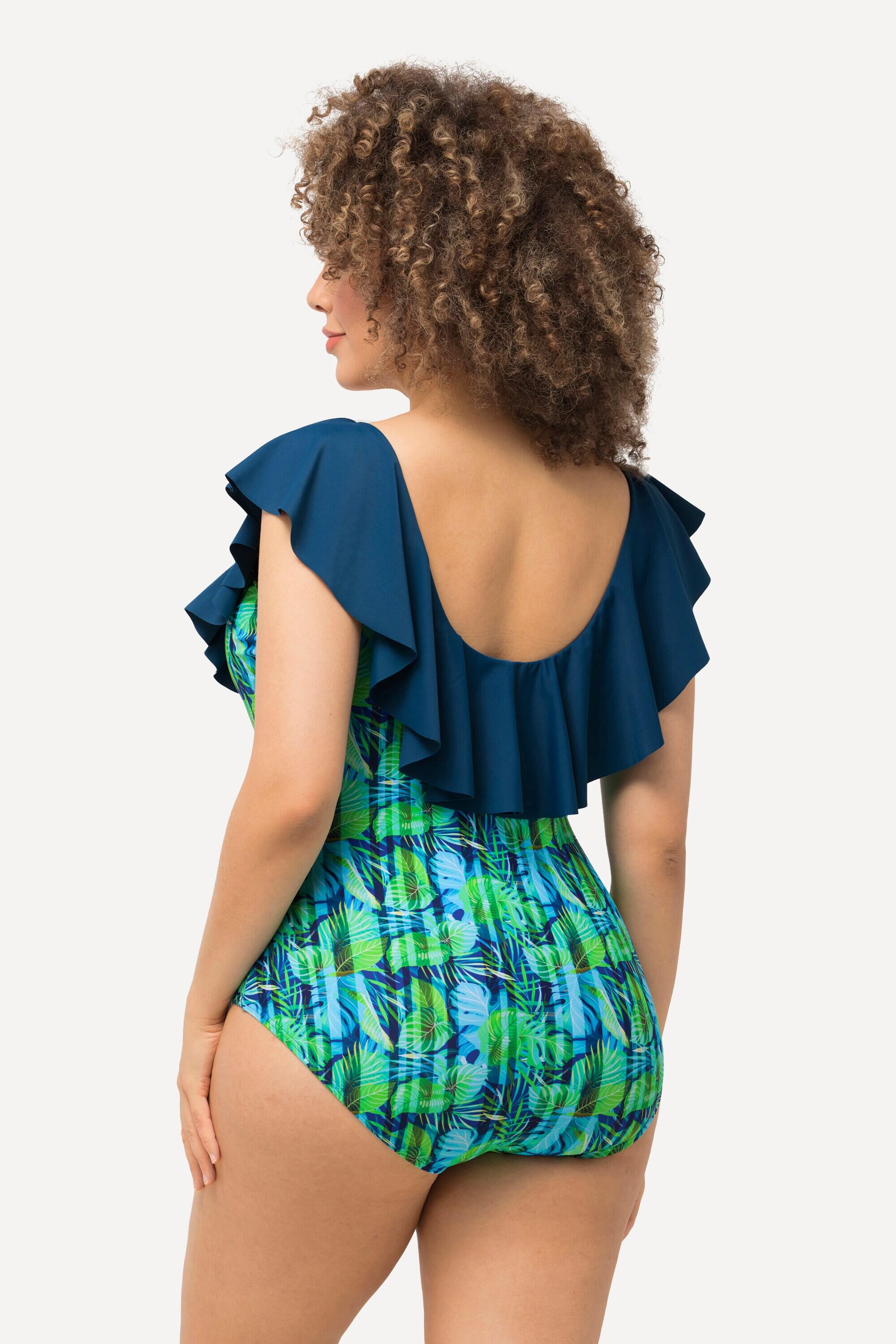 Femme Maillot de bain à bonnets souples. Motif fleurs et rayures. 2/6
