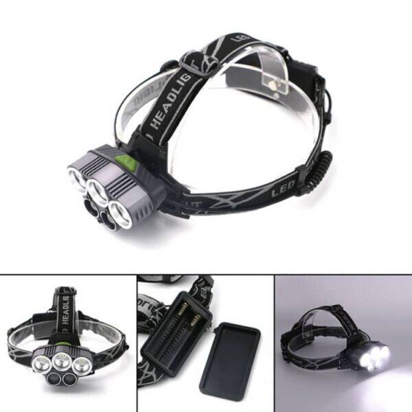 Lampada Frontale LED Potente a 5 Fasci Ricaricabile – Fascia Regolabile 2/5