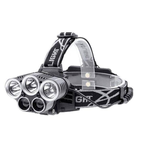 INUITZ Lampada Frontale LED Potente a 5 Fasci Ricaricabile – Fascia Regolabile