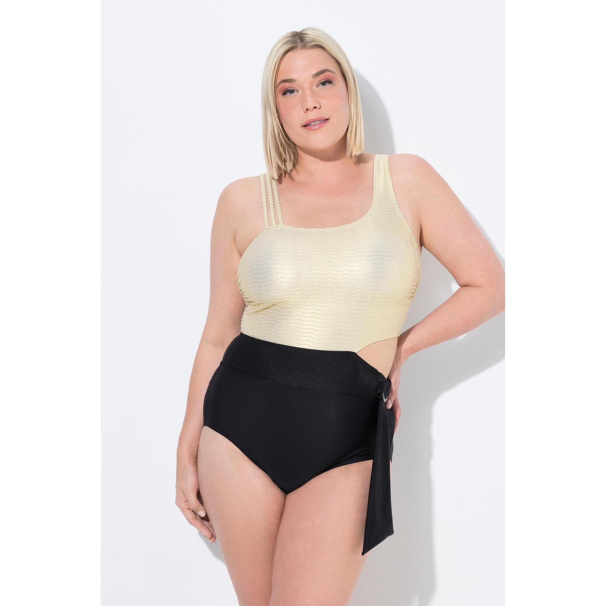 Ulla Popken - Femme Maillot De Bain À Bonnets Souples. Découpe Et Tissu Doré - Maillot De Bain 1 Pièce - Noir - 54 - Decathlon