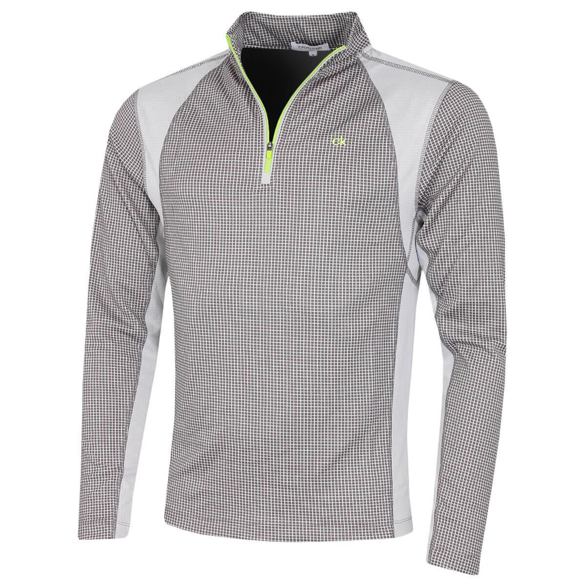 CALVIN KLEIN Calvin Klein Mens Micro Grid  Half Zip Mid Layer - Slate/Lime - XXXL
