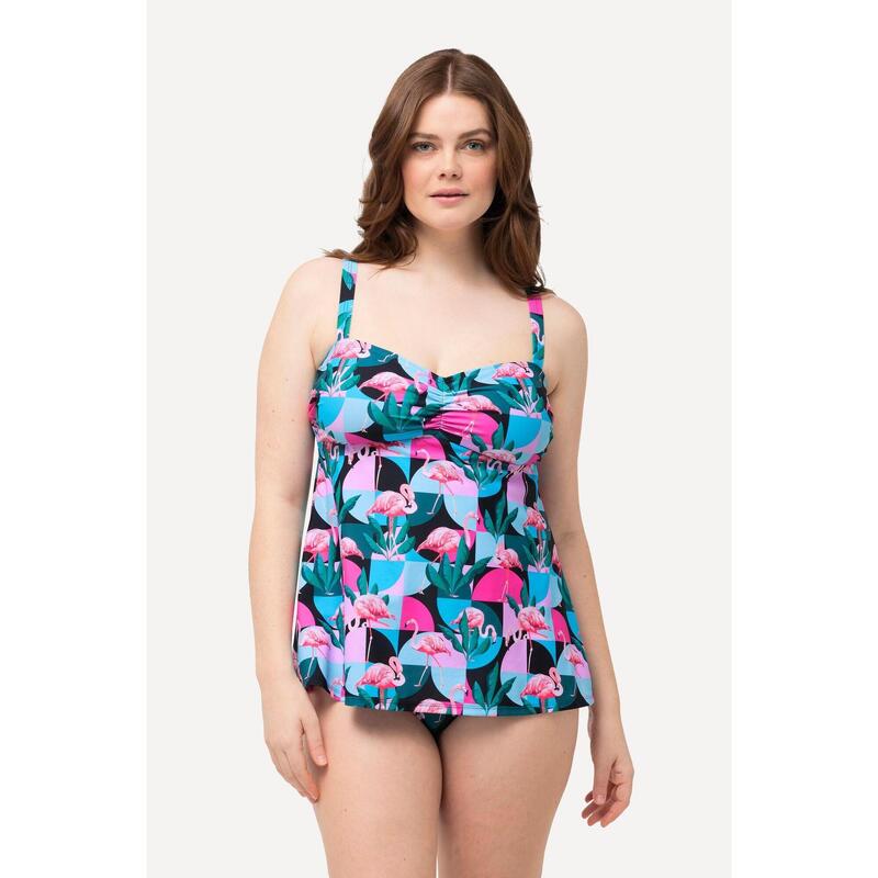 Damskie Tankini flamingi miękkie miseczki regulowane ramiączka z recyklingu