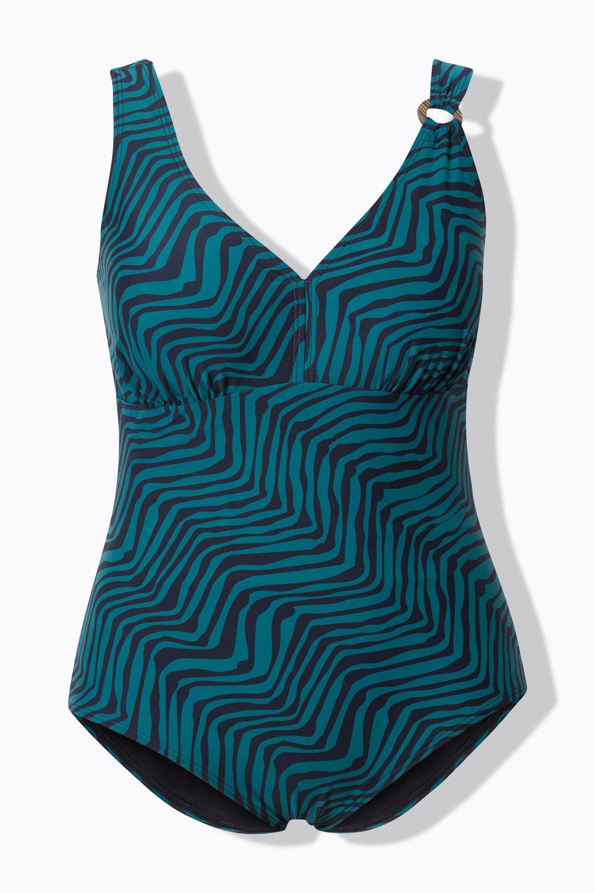 Damen Badeanzug Zacken Zierring Softcups recycelt 12/13