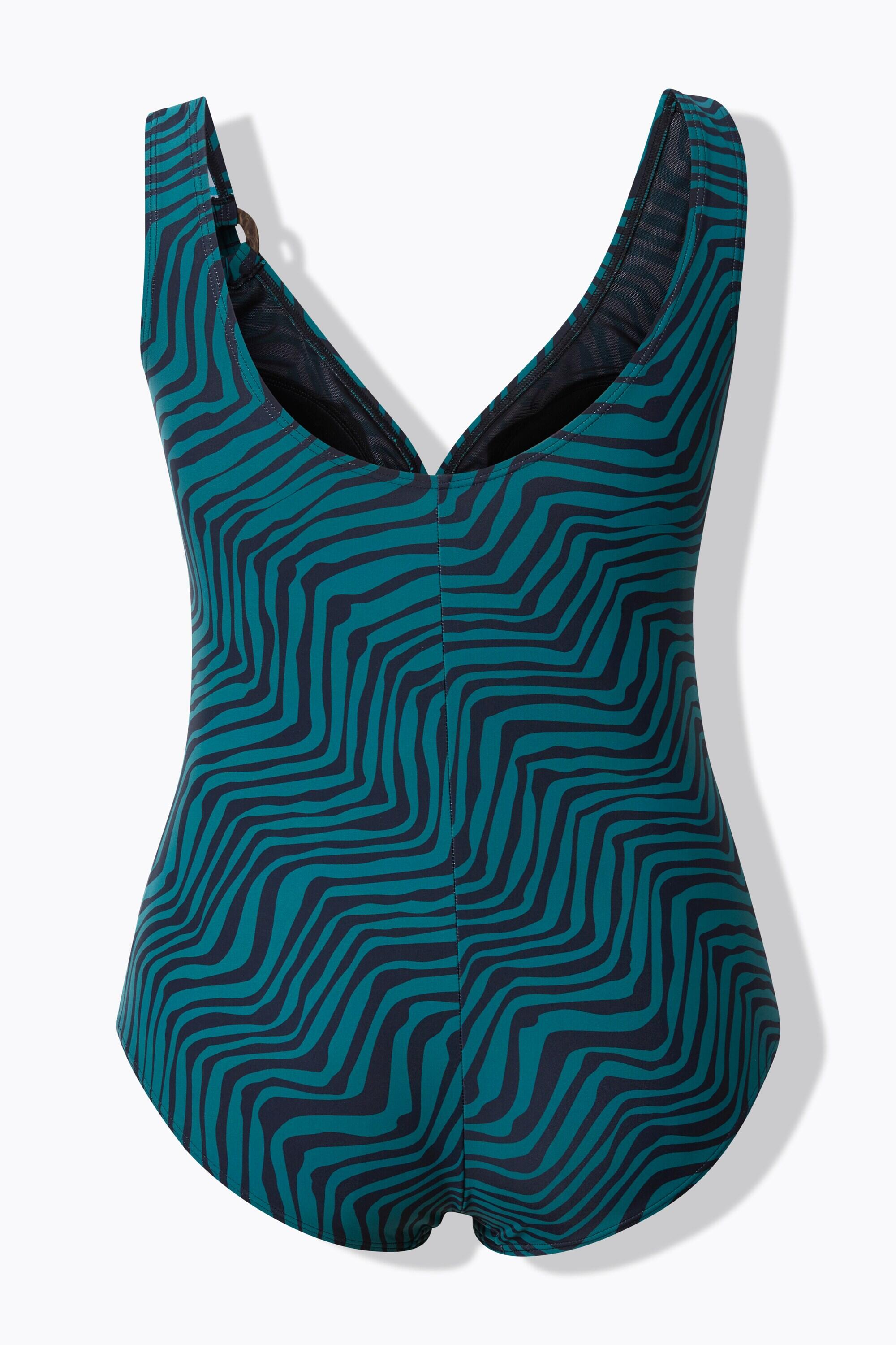 Femme Maillot de bain imprimé chevrons. Bonnets souples et anneau 7/7