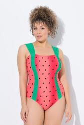 Femme Maillot de bain à bonnets souples. Motif pastèque. Bretelles larges