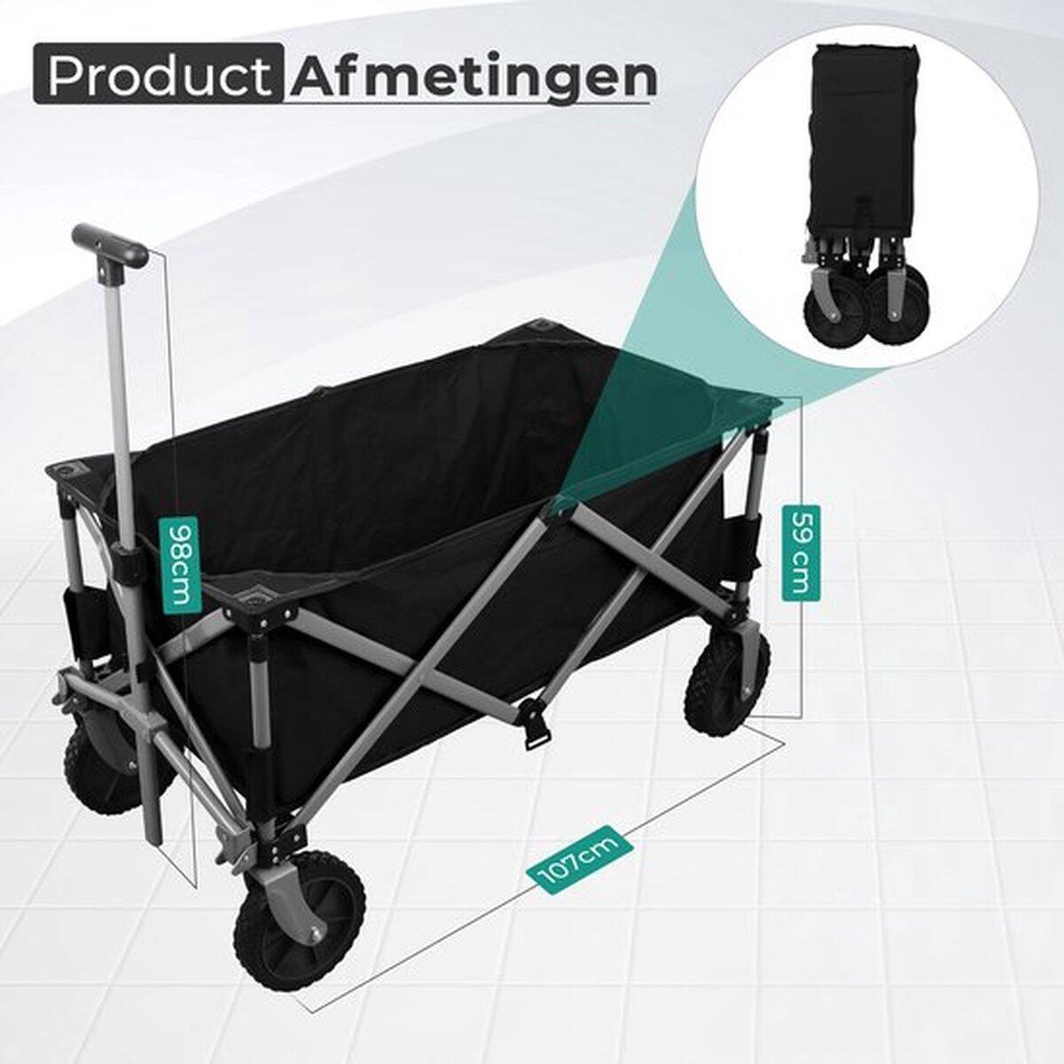 Opvouwbare Bolderkar XL – 80KG Draagkracht – 94L – Zwart – 2 Standen 2/3