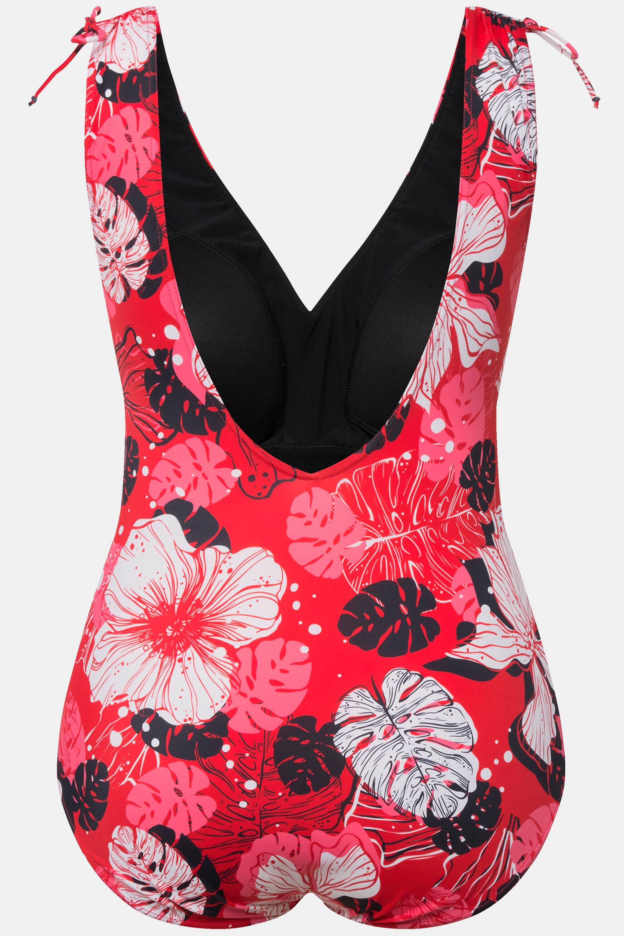 Damen Badeanzug Hawaiiblüten Softcups V-Ausschnitt 6/6