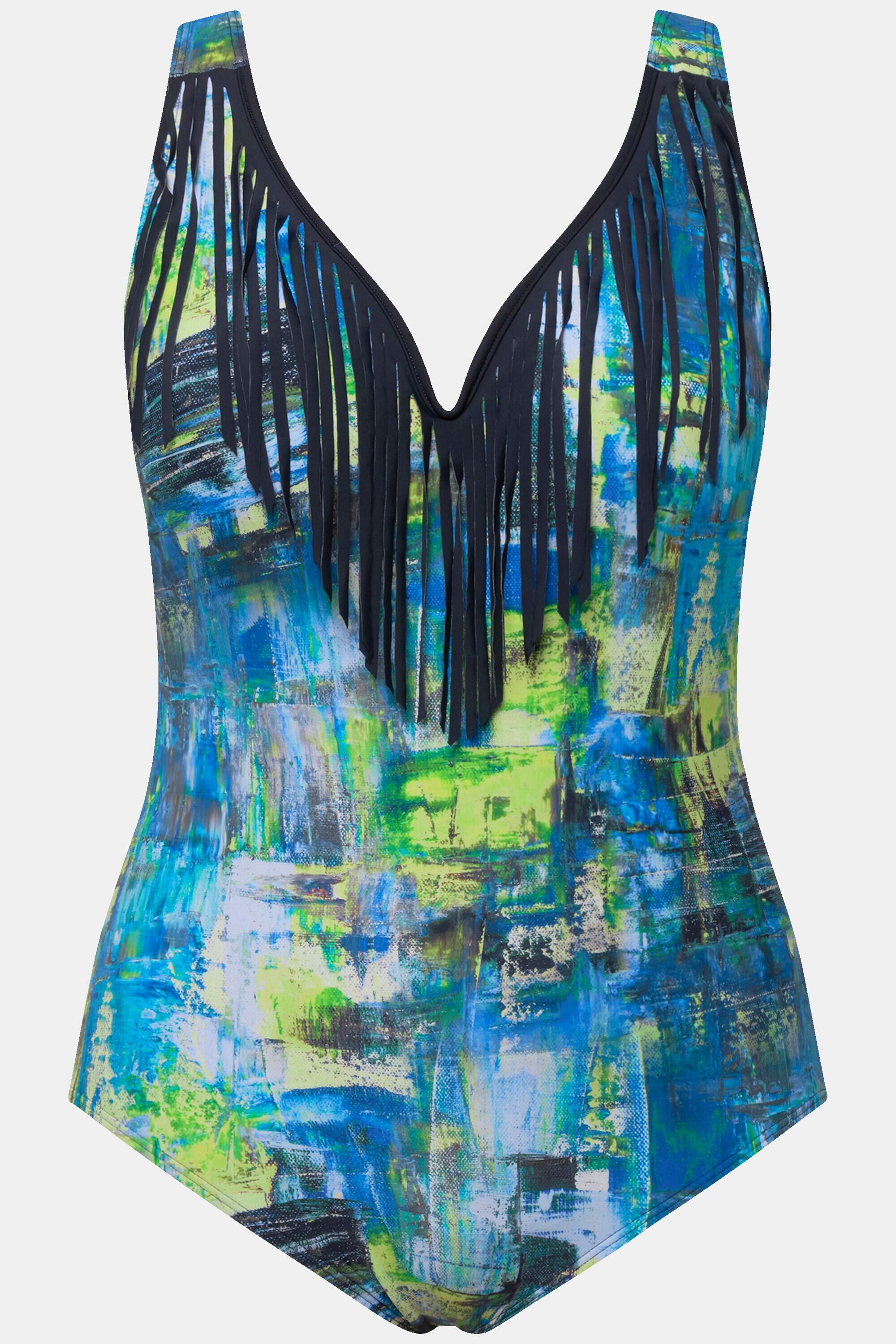 Femme Maillot de bain à bonnets souples. Matière recyclée. Franges 5/6