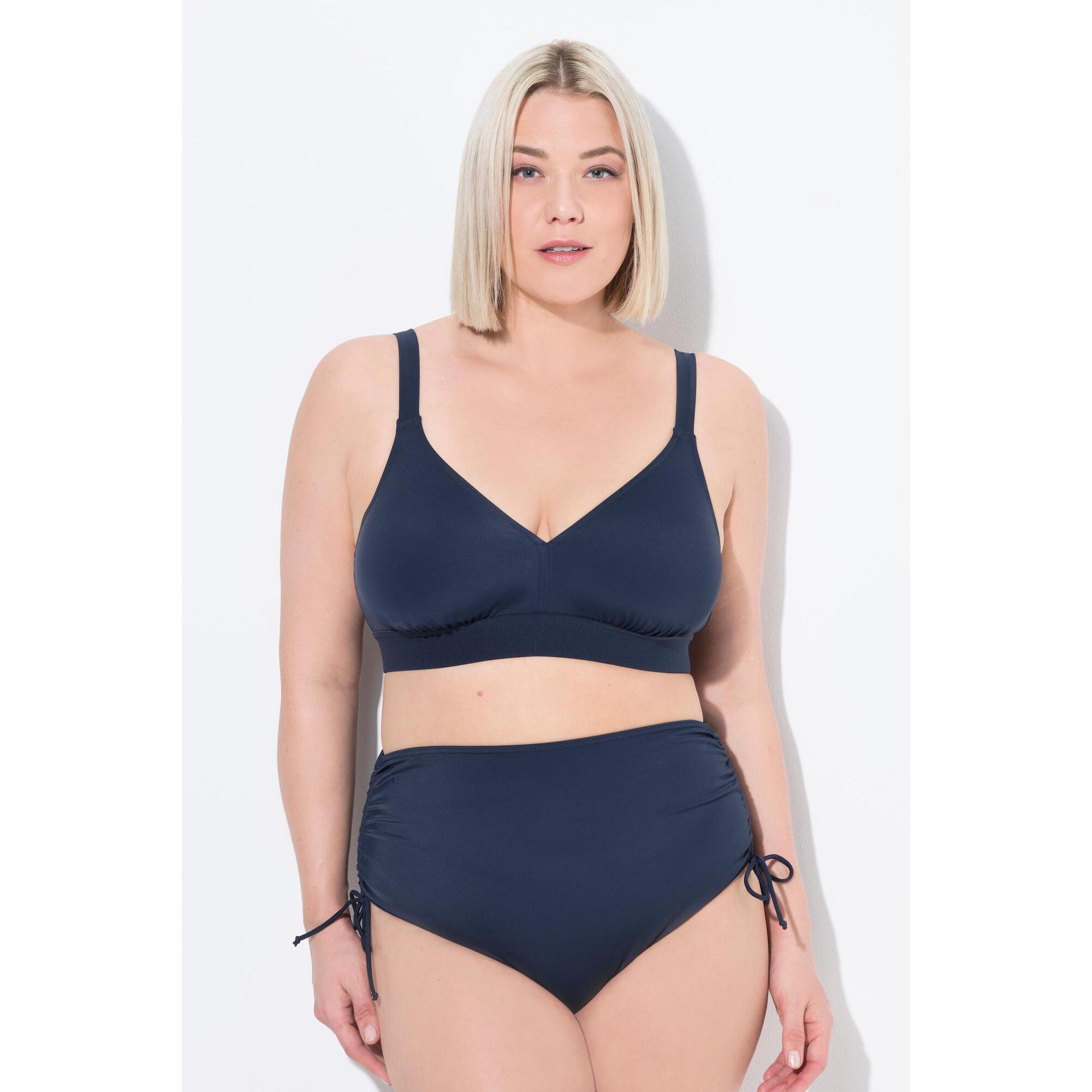 Ulla Popken - Femme Haut De Bikini Sans Bonnets Souples. Doublure Intégrale. Matière Recyclée - Soutien-gorge - Bleu - 54 - Decathlon