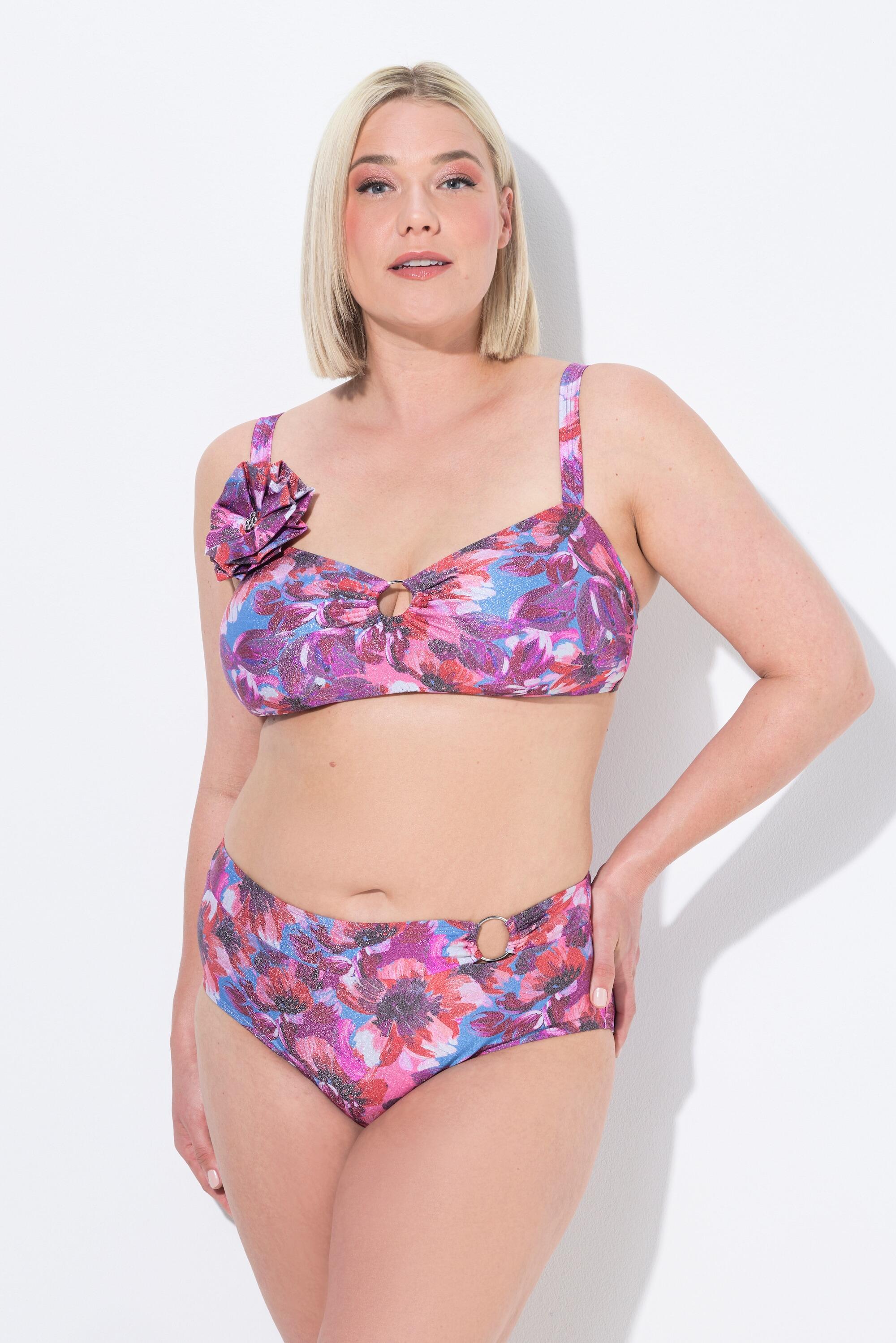 ULLA POPKEN Bikini donna ROSA motivo floreale scintillante