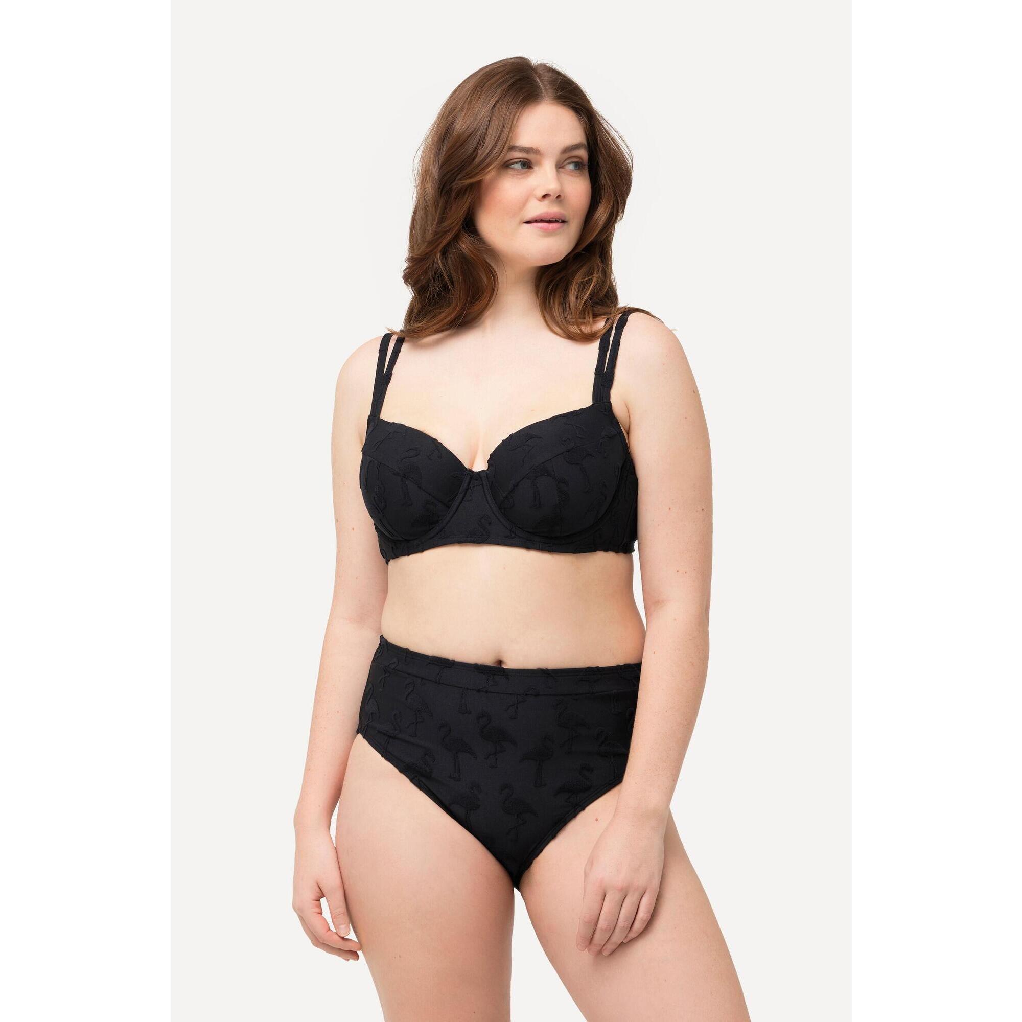 Ulla Popken - Femme Bikini À Motif Flamands Et Bonnets Souples. Bonnet D Armatures - Maillot De Bain 2 Pièces (bikini) - Noir - 56 - Decathlon