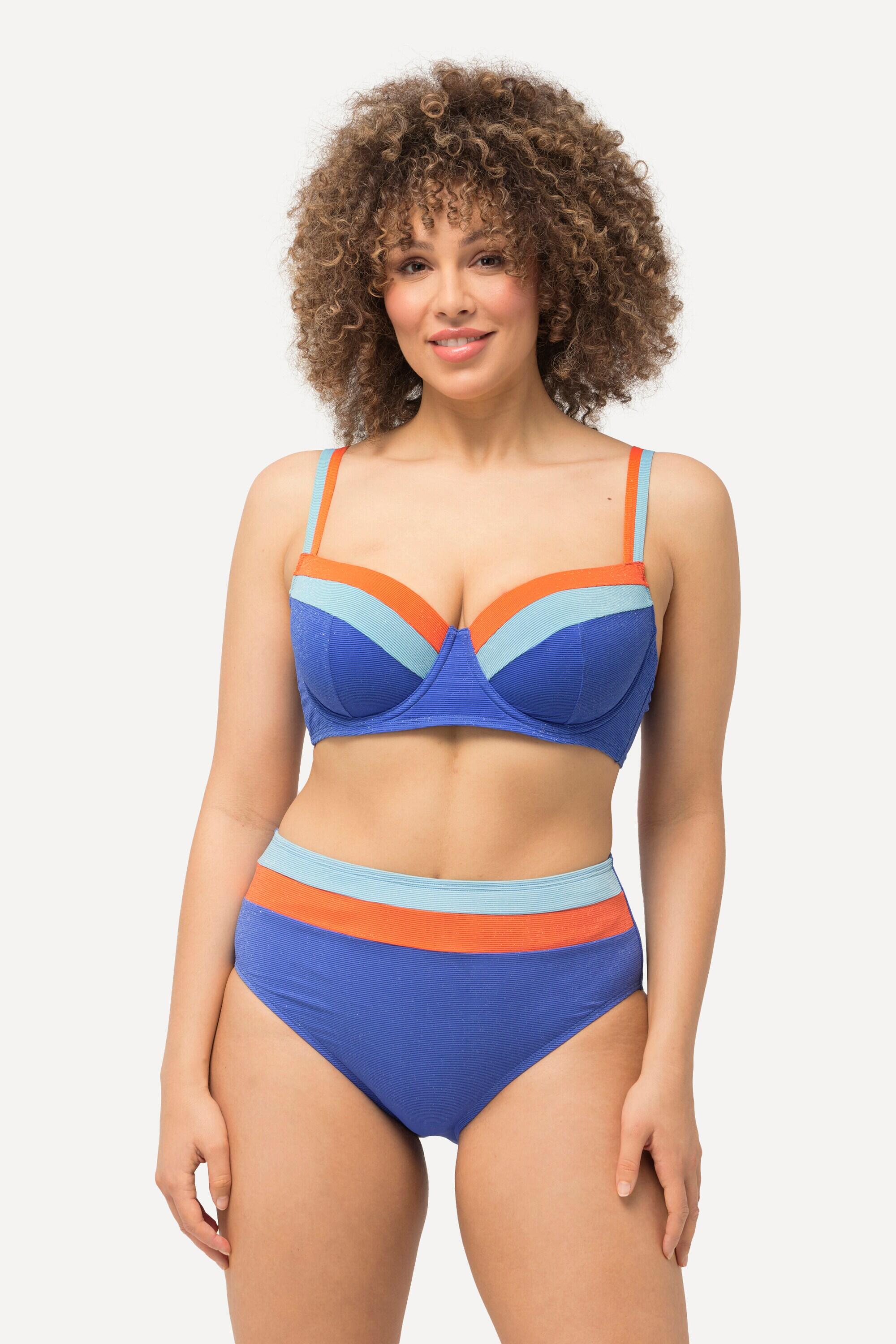 ULLA POPKEN Bikini donna coppa D con ferretto, blu scintillante, spalline doppie
