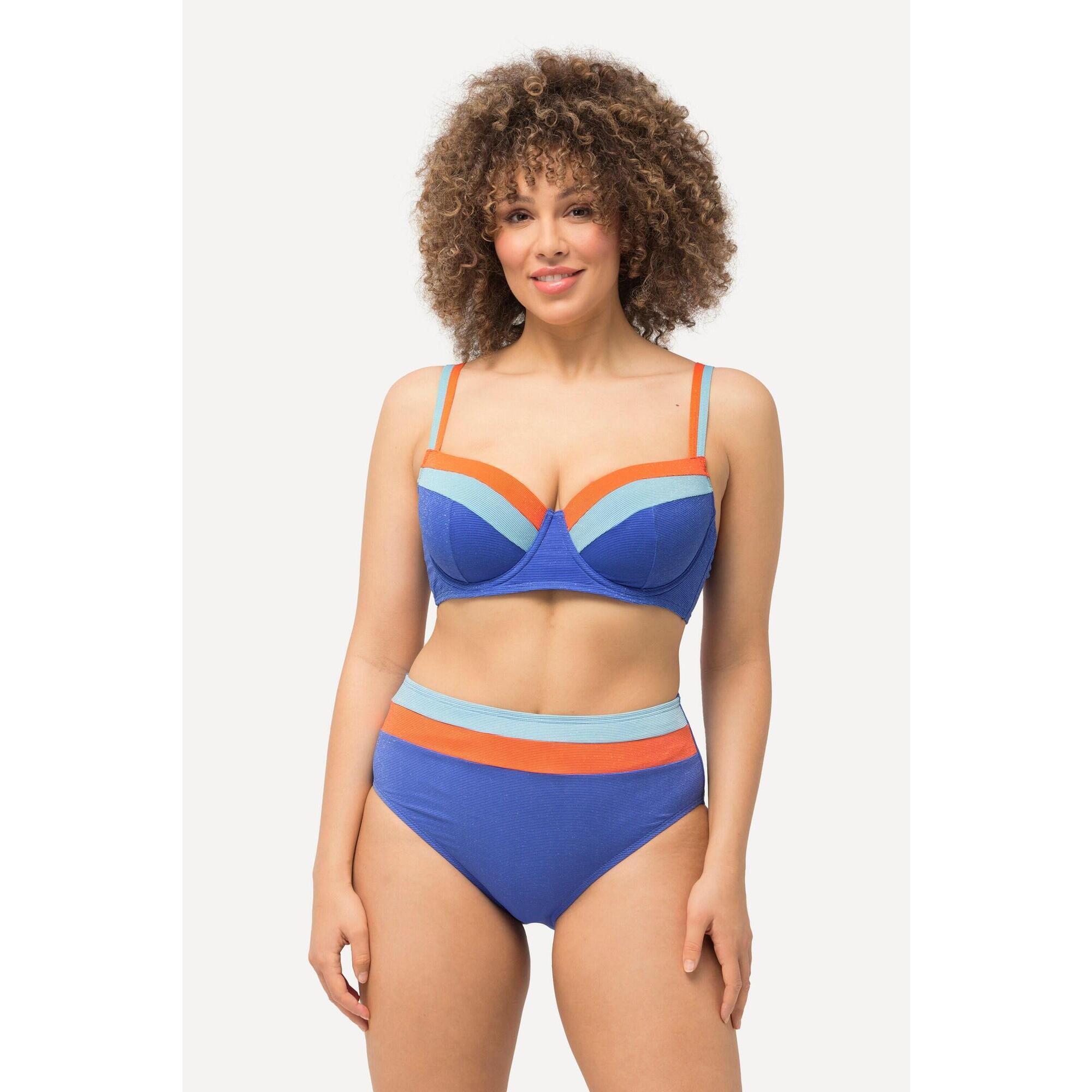 Ulla Popken - Femme Bikini À Bonnets Souples (d). Armatures Et Bretelles Doubles. - Maillot De Bain 2 Pièces (bikini) - Bleu - 56 - Decathlon