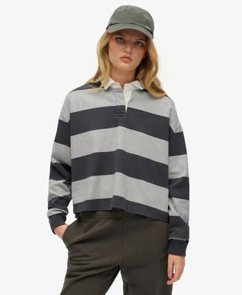 superdry Athletic Essentials Stripe Rugby Top oversize en coton