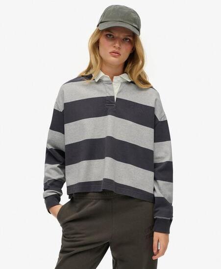 superdry Athletic Essentials Stripe Rugby Top oversize en coton