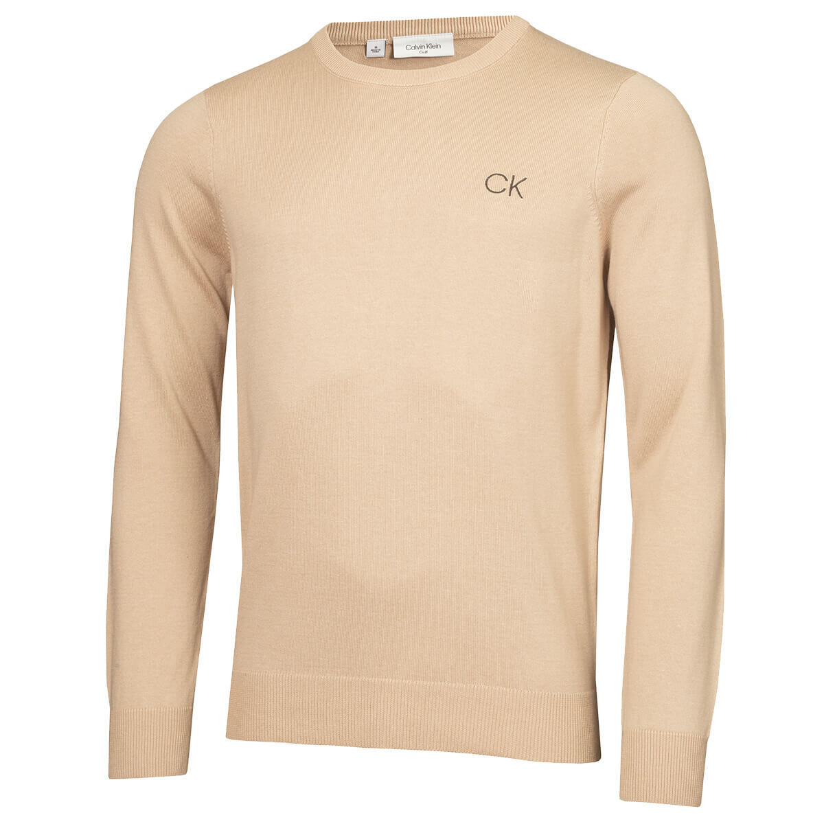 CALVIN KLEIN Calvin Klein Mens Round Neck Golf Sweater - Latte - L