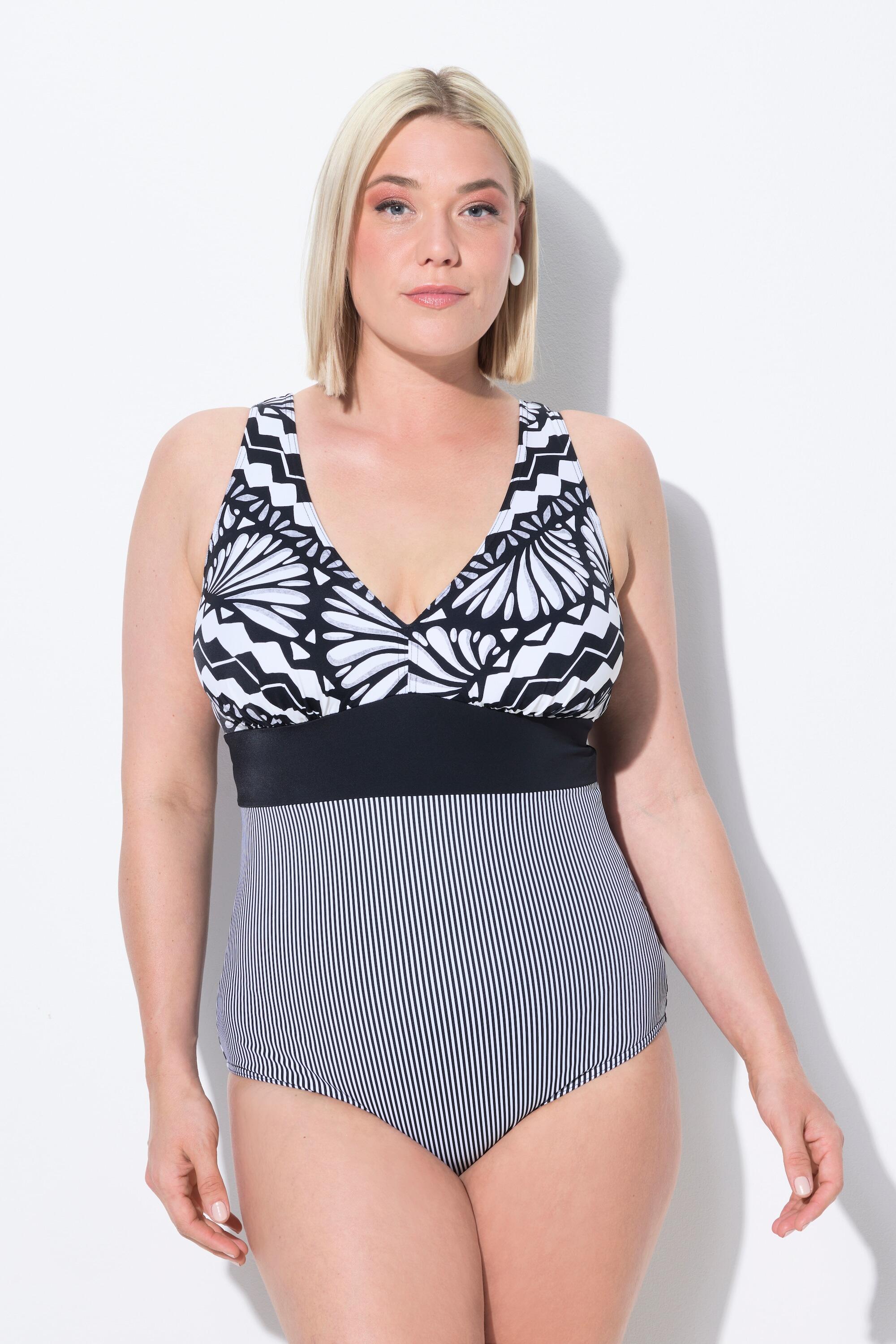 ULLA POPKEN Costume da bagno donna con coppe morbide riciclato nero, schiena scollata