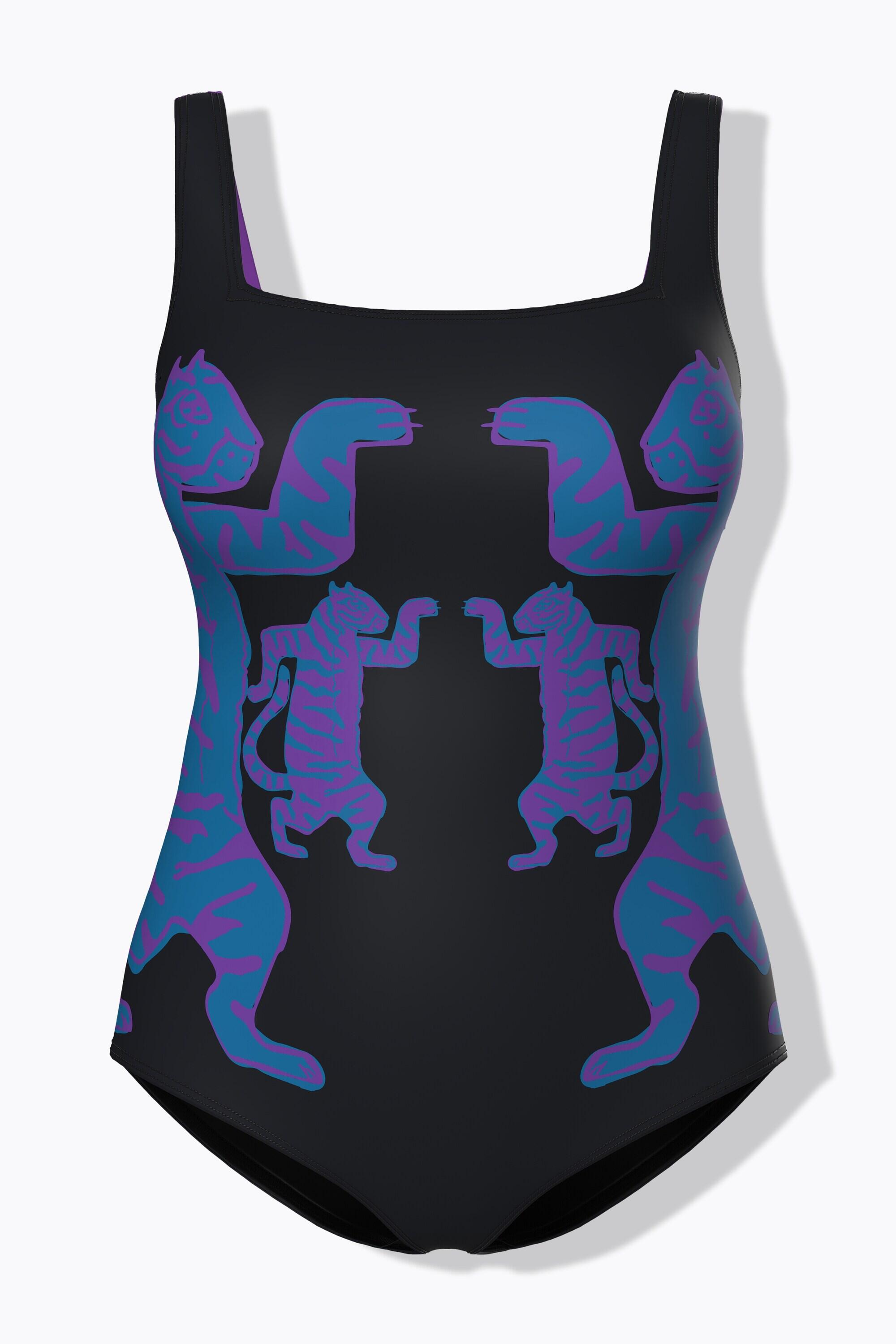 Femme Maillot de bain à bonnets souples. Motif tigres. Matières recyclées 6/7