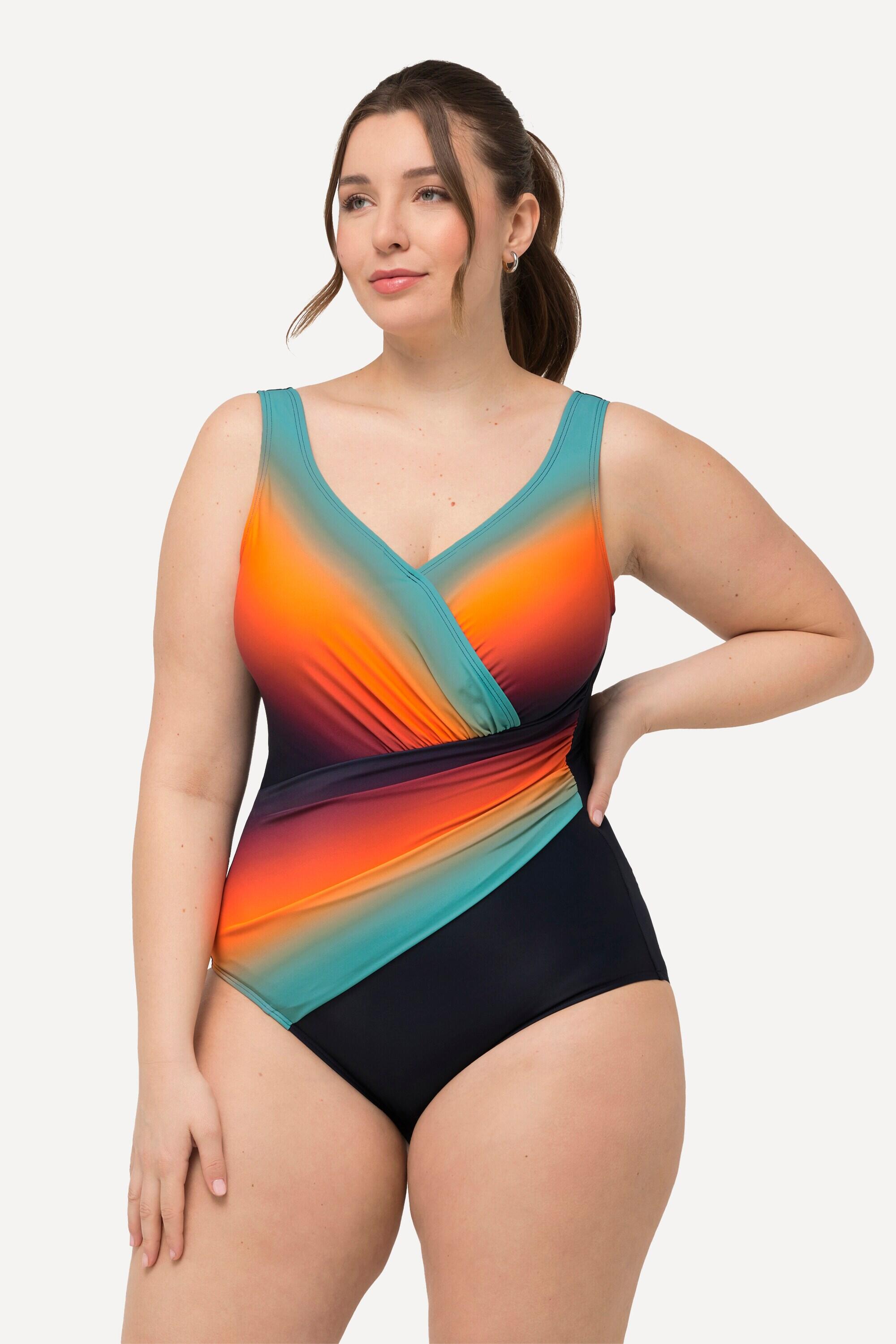 Damen Badeanzug Farbverlauf Softcups Drapierung recycelt 4/6