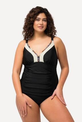 Damen Tankini Raffung Zierborte Softcups Träger verstellbar
