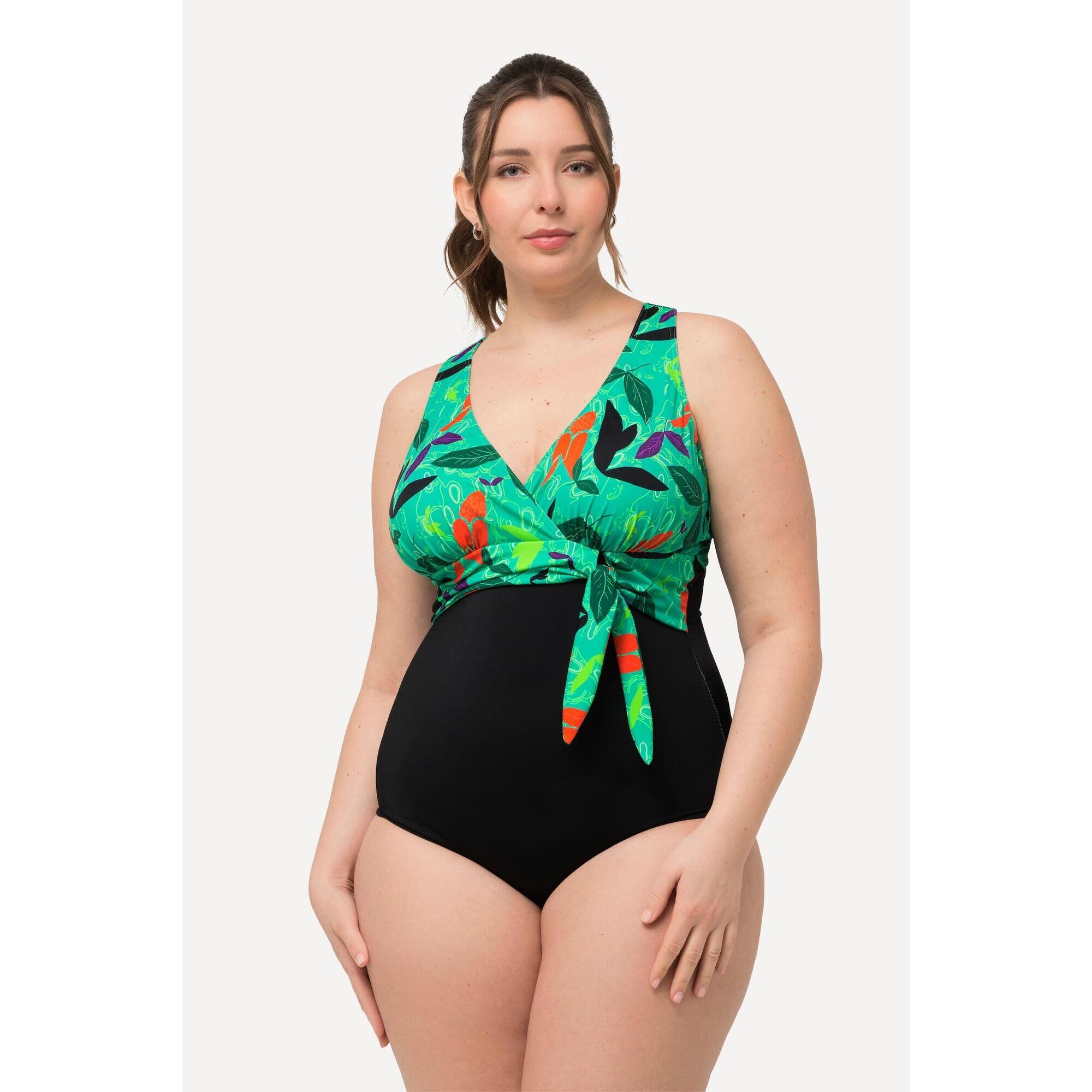 Ulla Popken - Femme Maillot De Bain Aspect Dos Nu. Nœuds Et Bonnets Souples - Maillot De Bain 1 Pièce - Noir - Decathlon