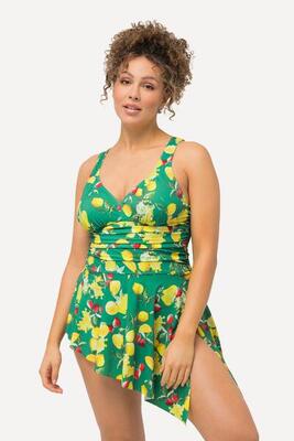 Damen Badekleid Zitronen Softcups asymmetrischer Saum