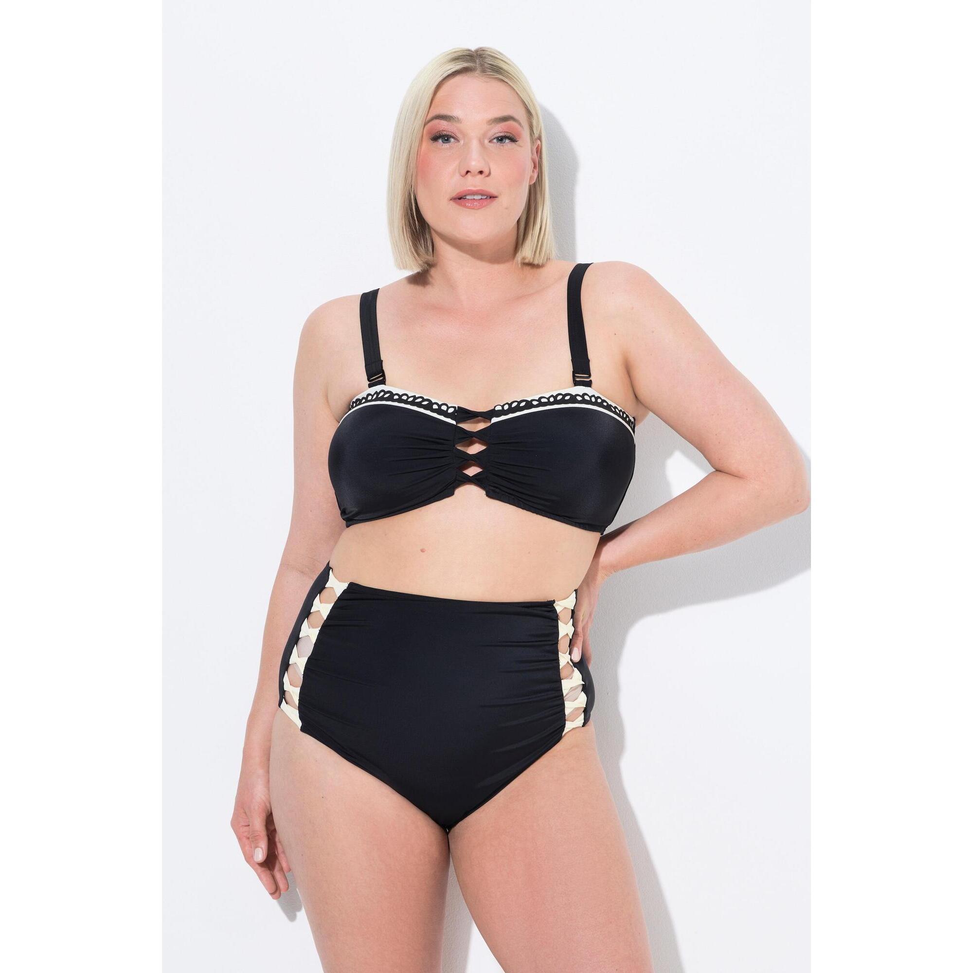 Ulla Popken - Femme Bikini À Bonnets Souples. Bretelles Ajustables. Rubans - Maillot De Bain 2 Pièces (bikini) - Noir - 54 - Decathlon