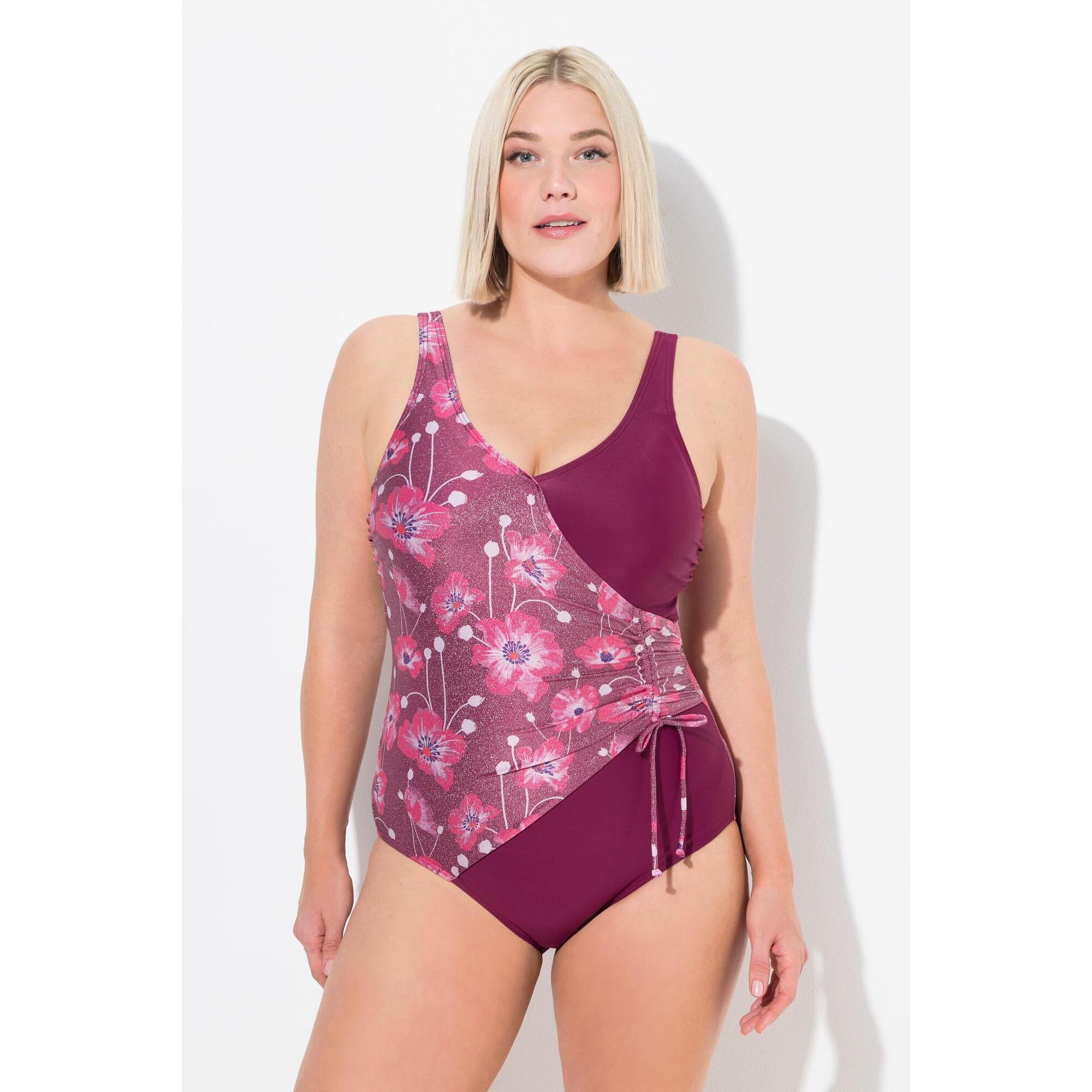 Ulla Popken - Femme Maillot De Bain À Bonnets Souples Décolleté Esprit Cache-cœur - Maillot De Bain 1 Pièce - Violet - 54 - Decathlon