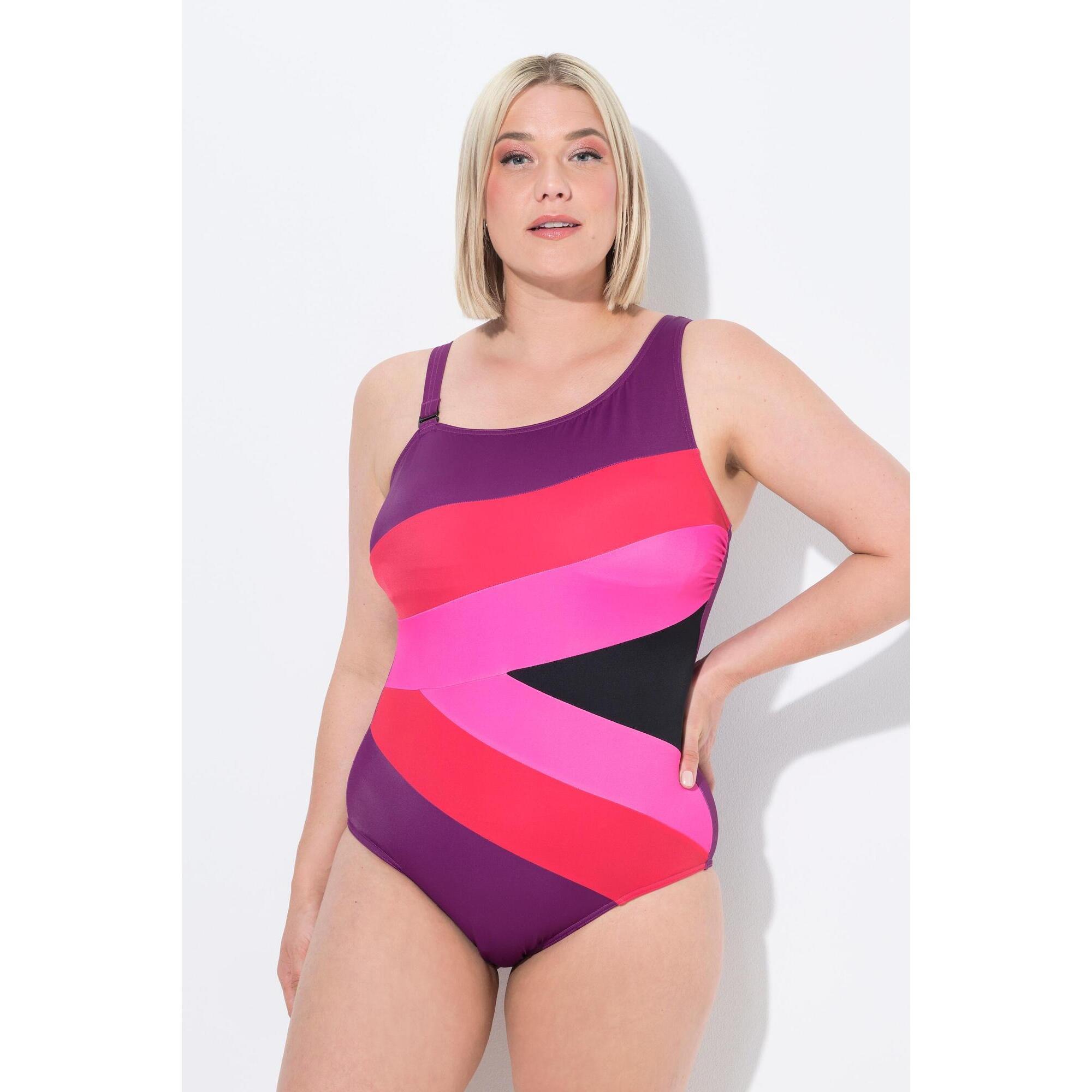 Ulla Popken - Femme Maillot De Bain Esprit « Colour Block ». Bonnets Souples. - Maillot De Bain 1 Pièce - Rose - 44 L - Decathlon