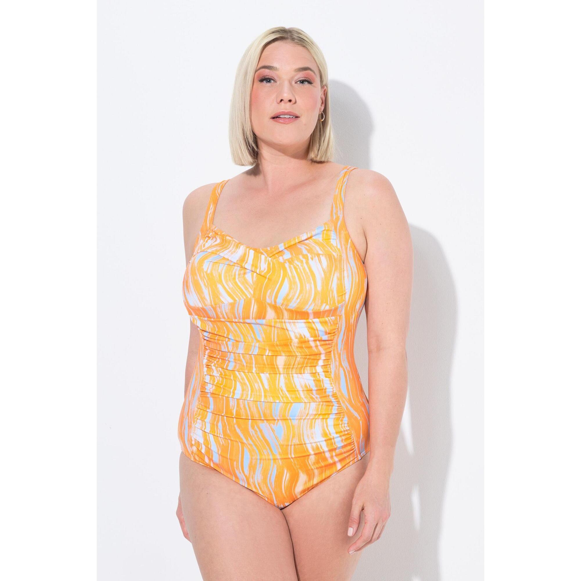 Ulla Popken - Femme Maillot De Bain À Bonnets Souples. Buste Drapé. Bretelles - Maillot De Bain 1 Pièce - Orange - 46 L/xl - Decathlon