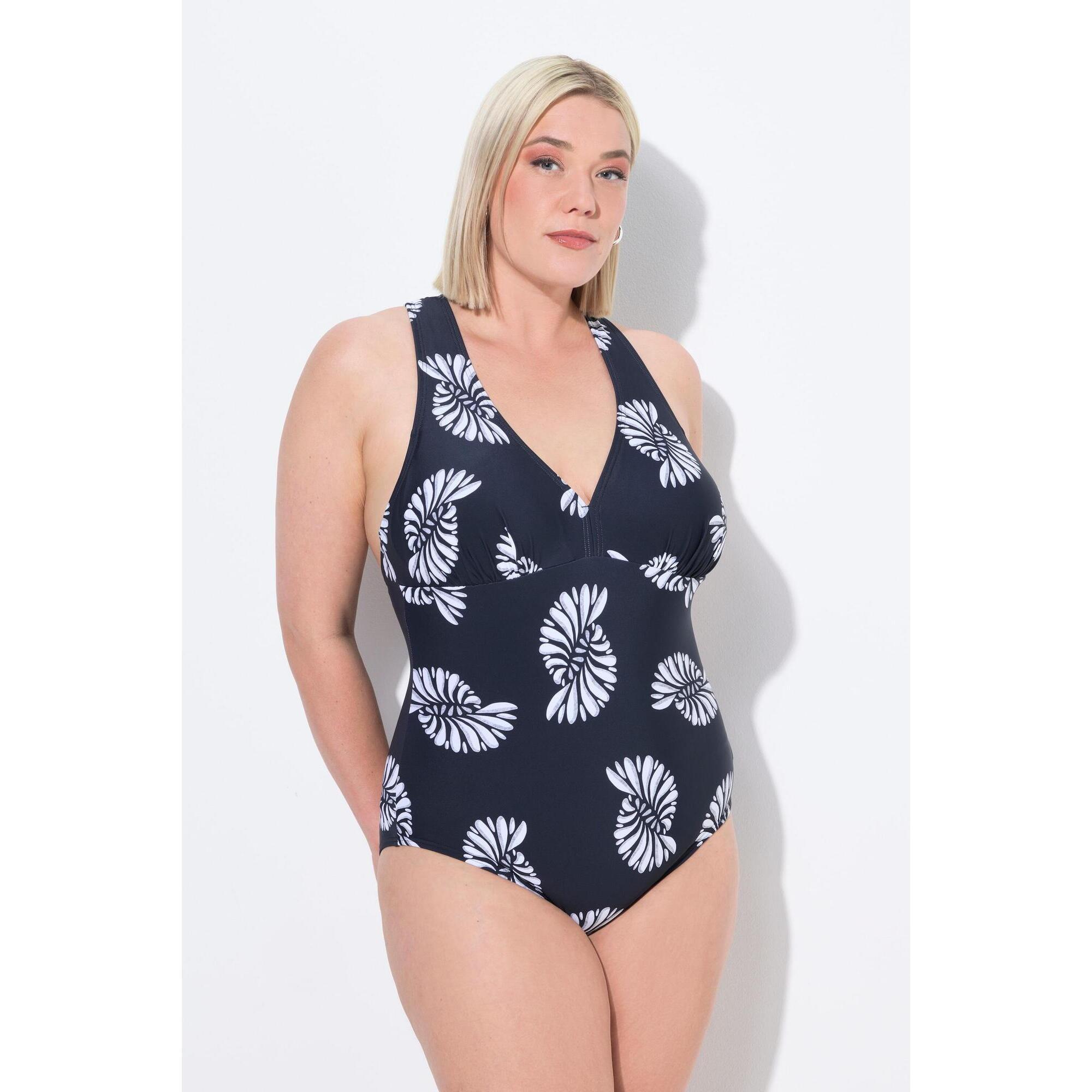 Ulla Popken - Femme Maillot De Bain À Bonnets Souples. Empiècement En Macramé. - Maillot De Bain 1 Pièce - Noir - 52 2xl - Decathlon