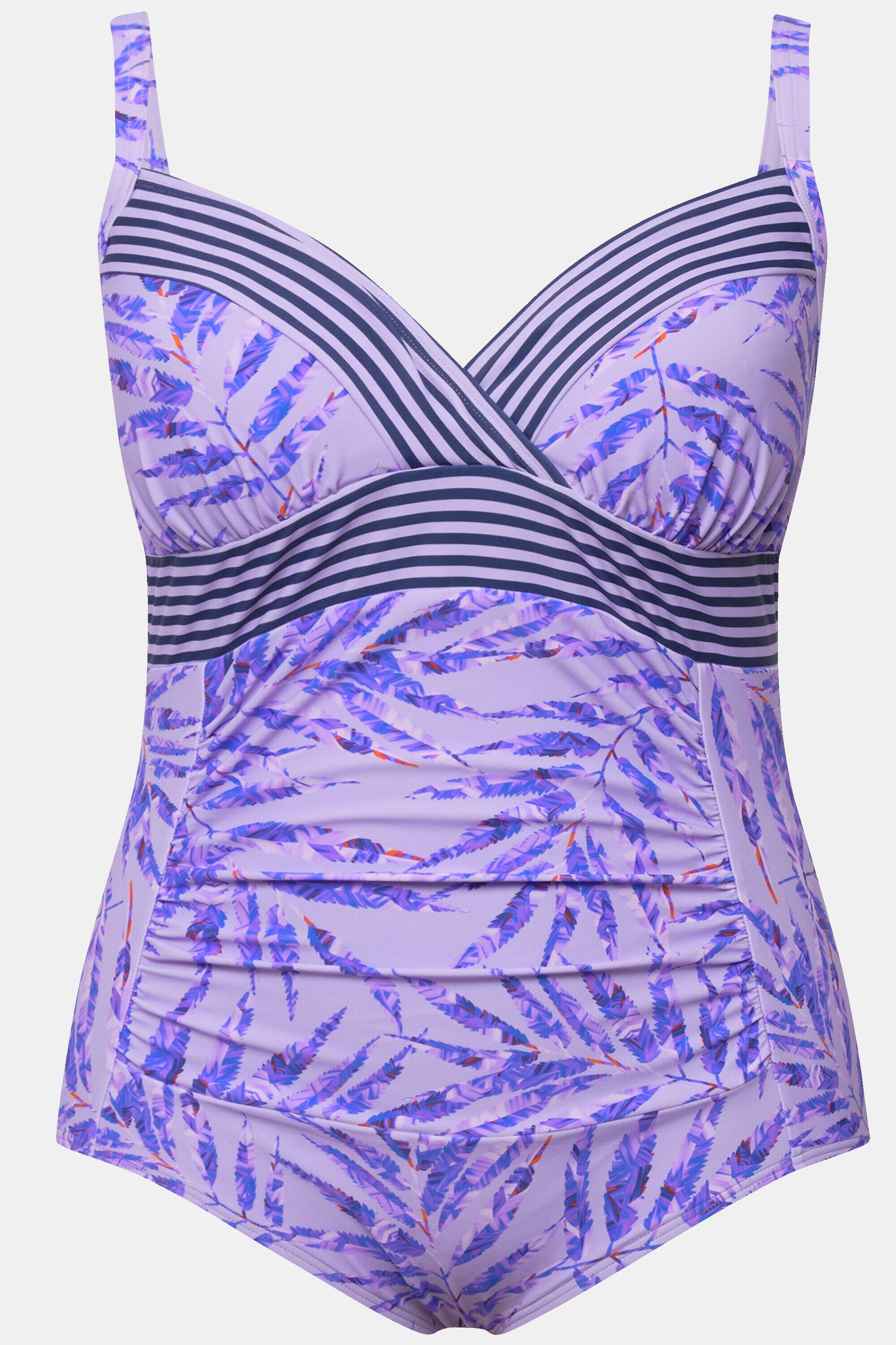 Femme Maillot de bain à bonnets souples. Imprimé palmiers et 5/6