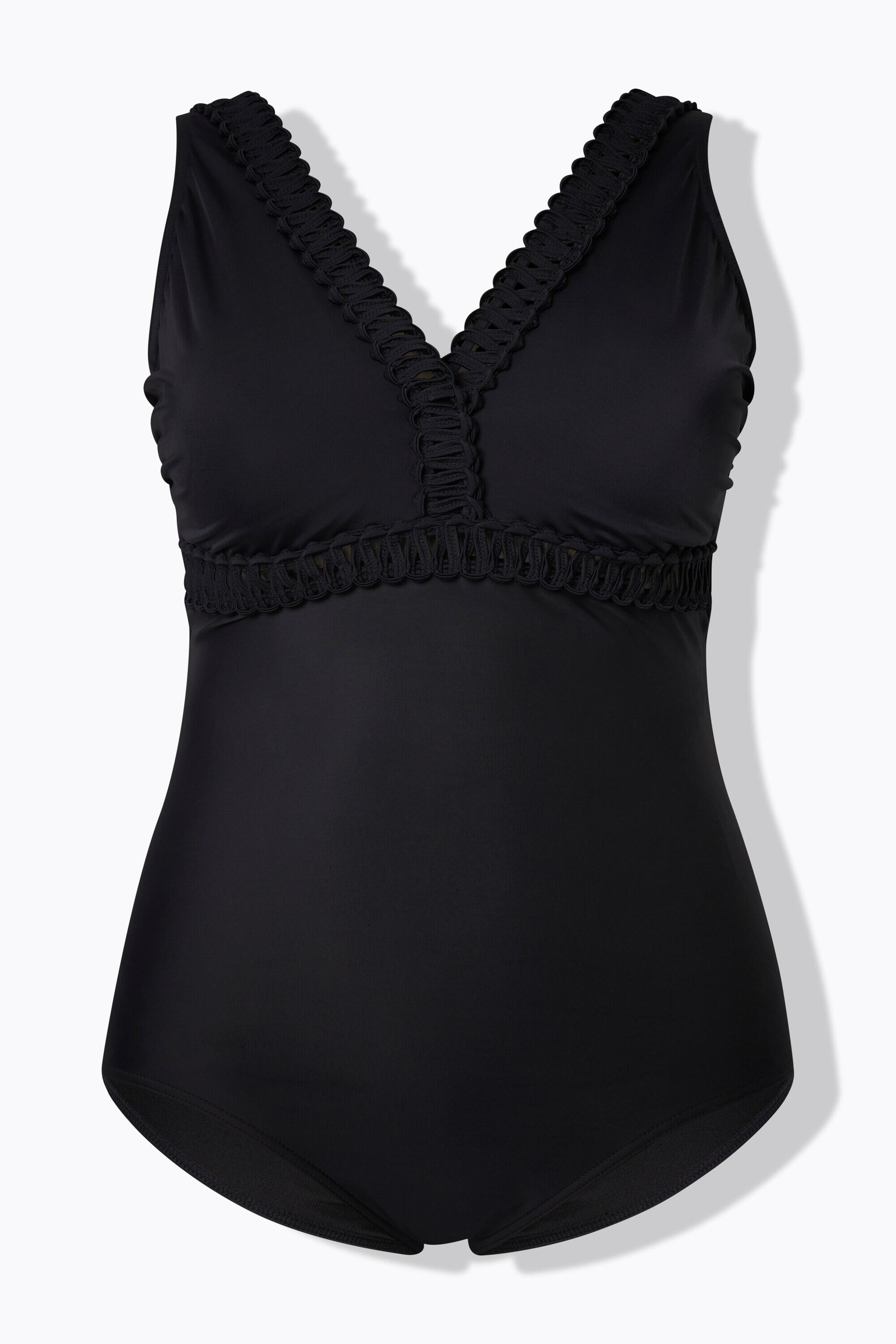 Dames Badpak sierboordjes zachte cups lage ruguitsnijding gerecycled 12/13