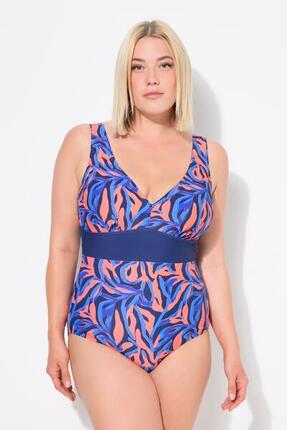 Femme Maillot de bain avec bonnets souples motif corail et décolleté en V
