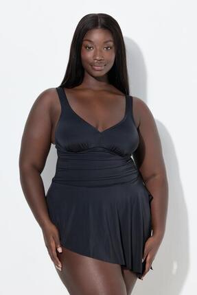 Damen Badekleid Drapierung Softcups integrierter Badeanzug