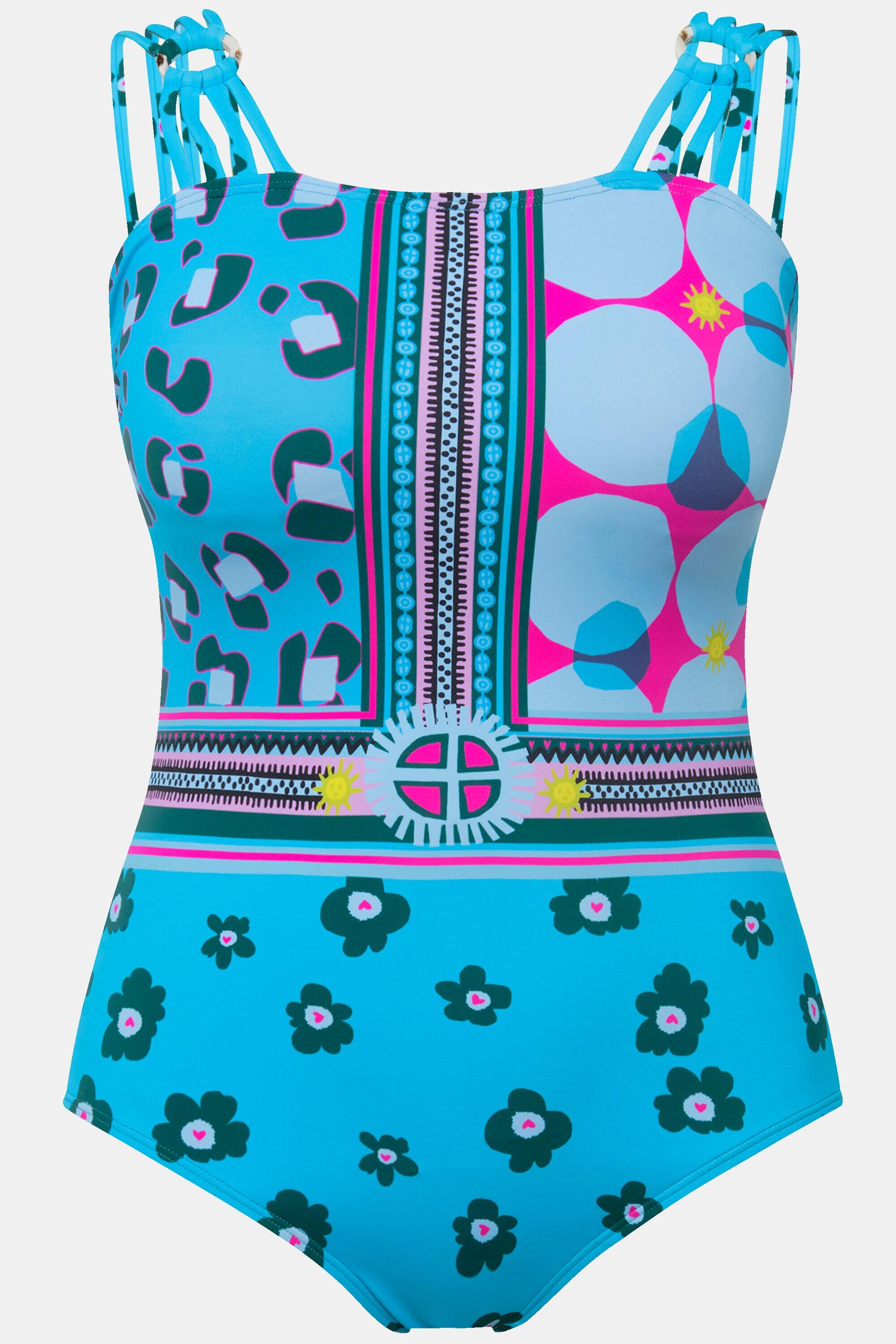 Femme Maillot de bain à mélange d'imprimés et bonnets souples. 5/6