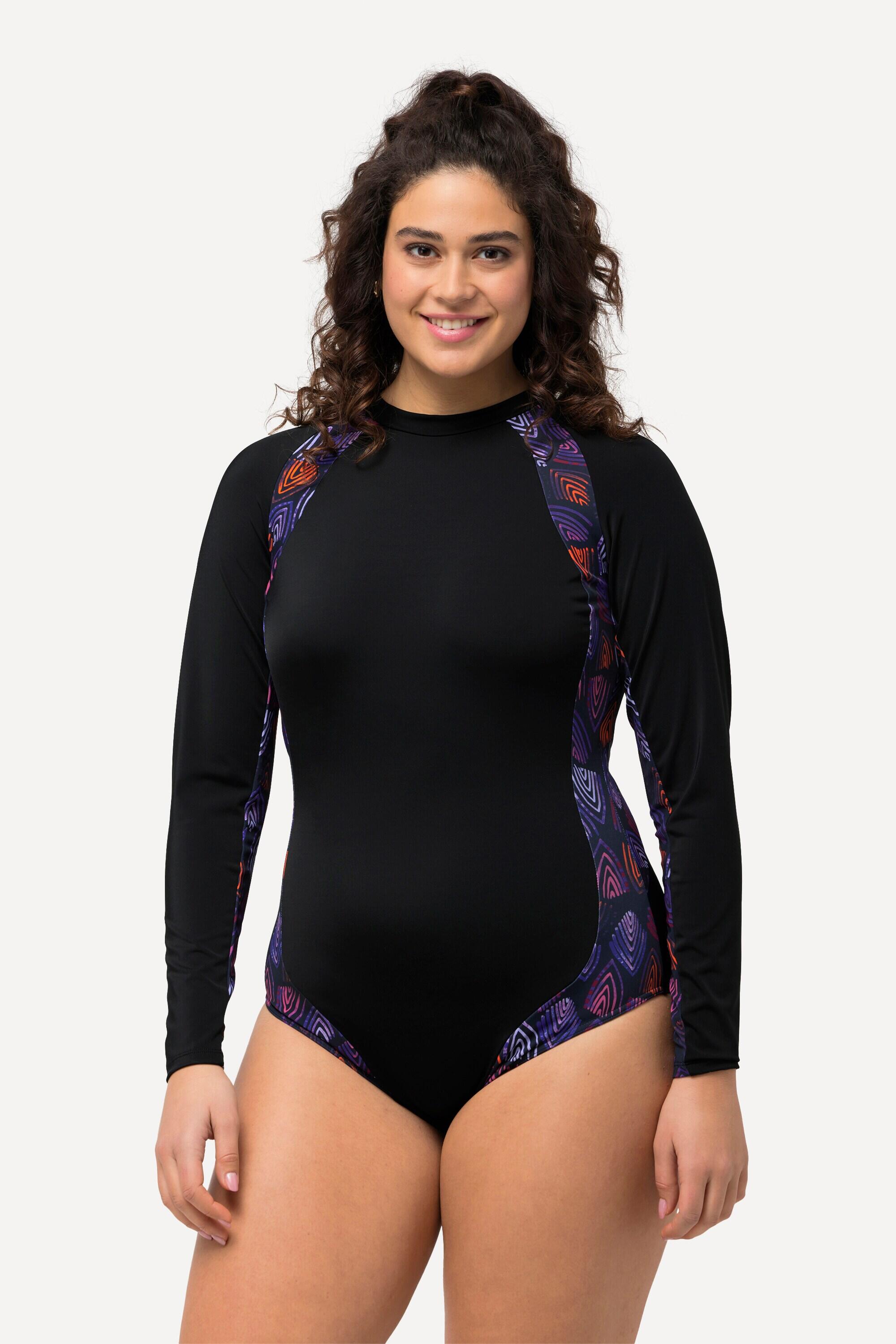 ULLA POPKEN Costume da bagno donna UPF 50+ con collo alto con zip maniche lunghe