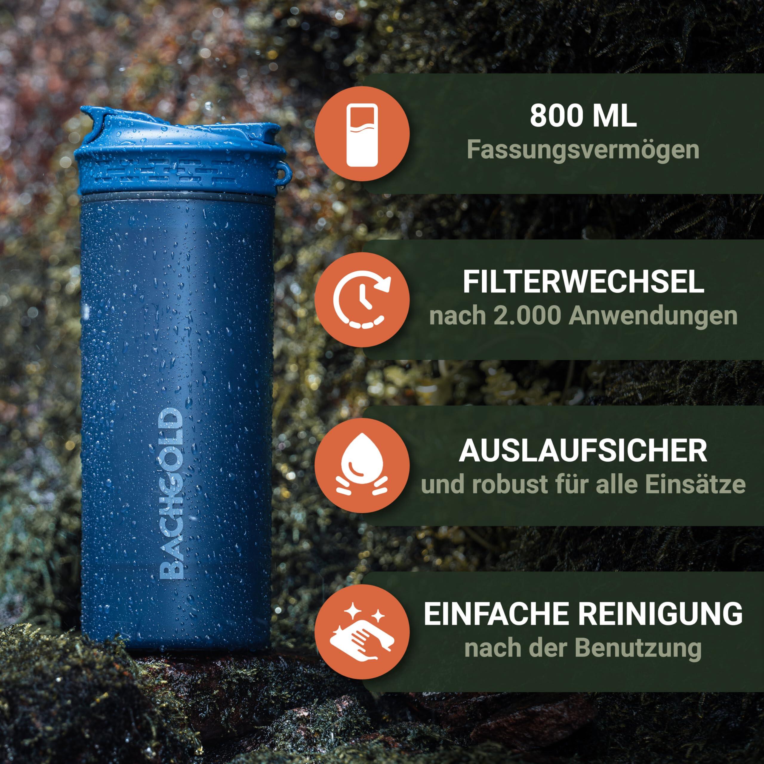 Bachgold® professionele outdoor waterfilterfles - blauw XL, 800 ml 6/6