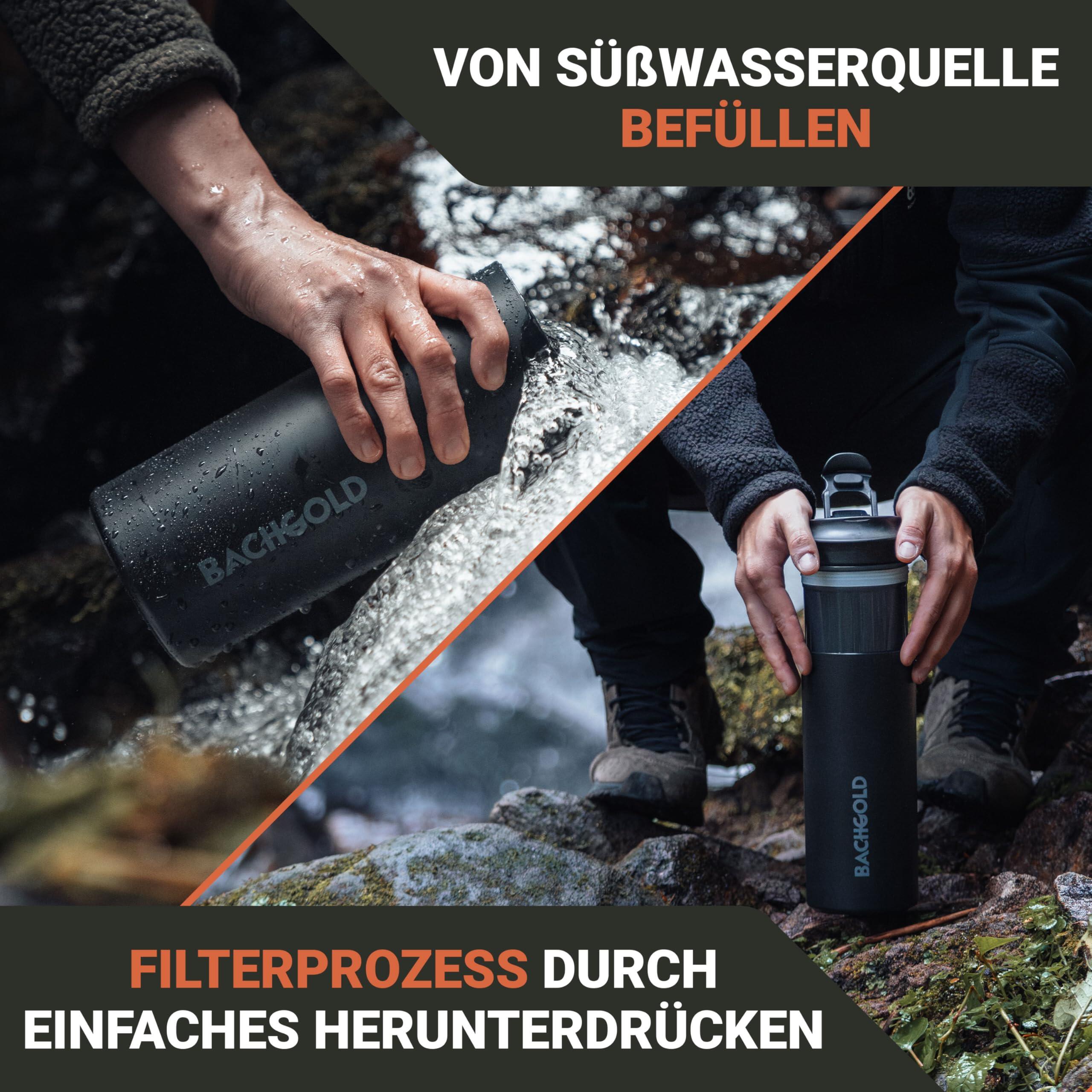 Bachgold® professionele outdoor waterfilterfles - blauw XL, 800 ml 3/6