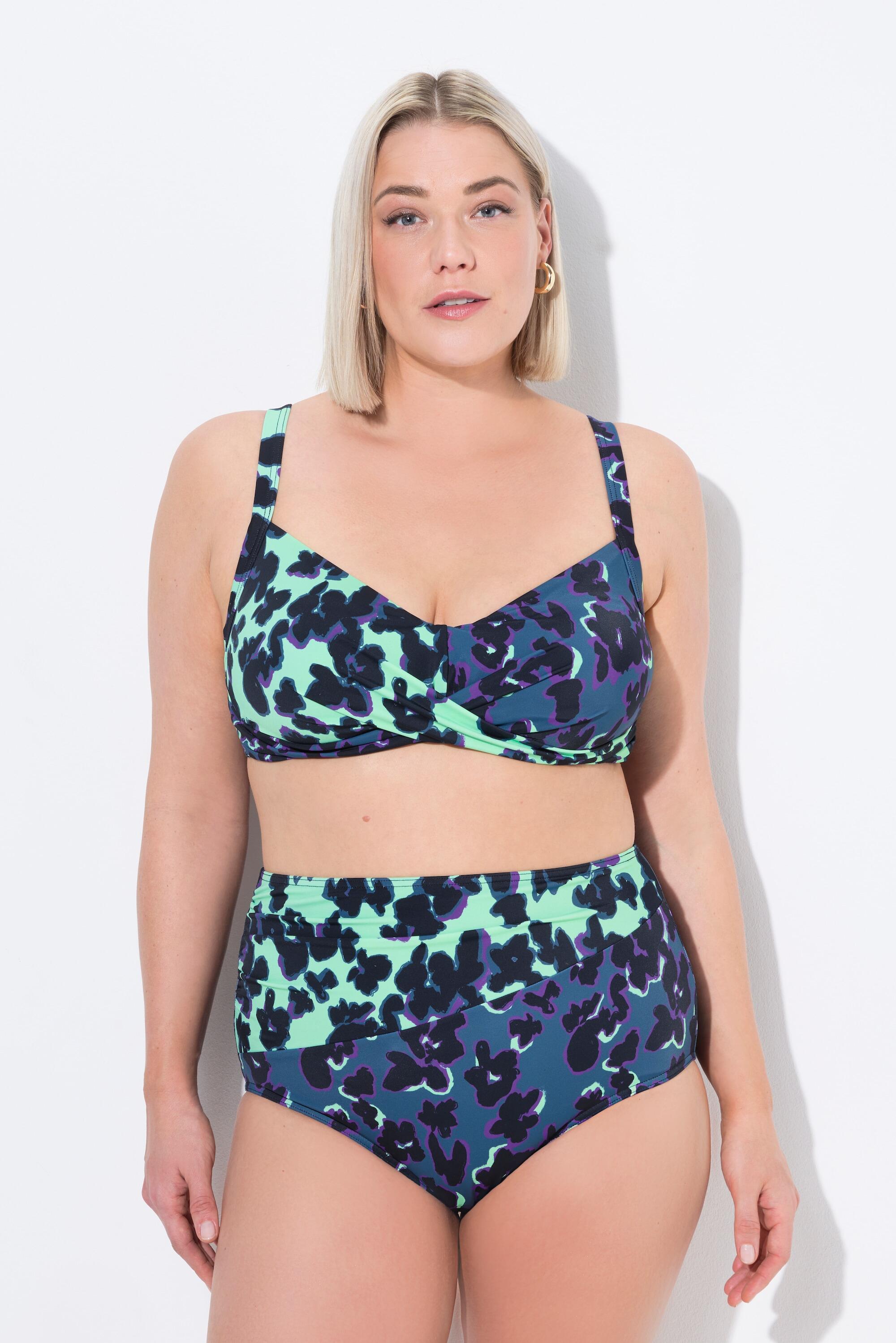 ULLA POPKEN Damen Bikini Fleckenmuster Softcups drapiert recycelt