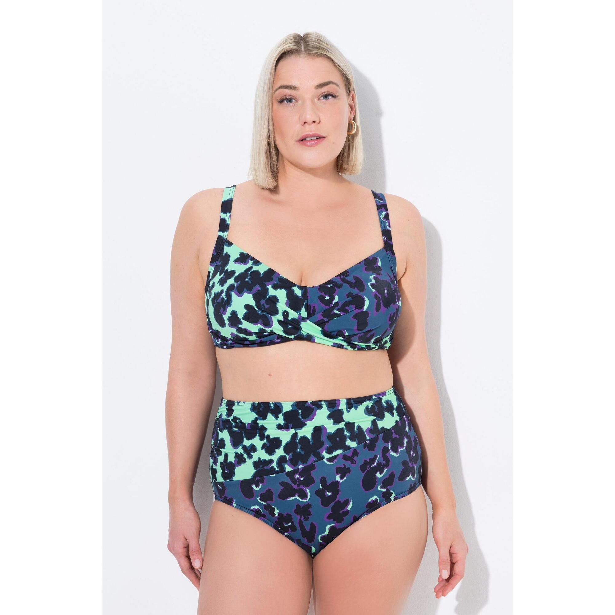 Damskie Bikini wzór plamek miękkie miseczki drapowany fason z recyklingu