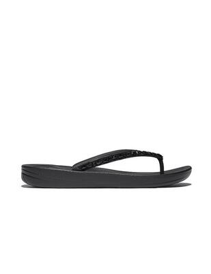 Fitflop fitflop iqushion multi-crystal ergonomic flip-flops geheel zwart 39