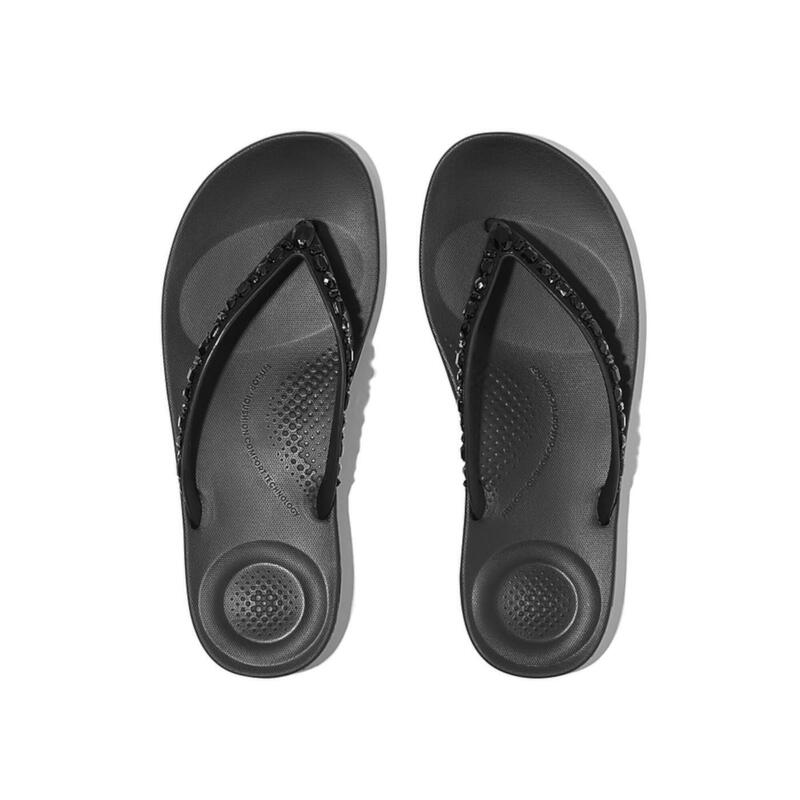 FITFLOP FitFlop Iqushion Multi-Crystal Ergonomic Flip-Flops  GEHEEL ZWART 38