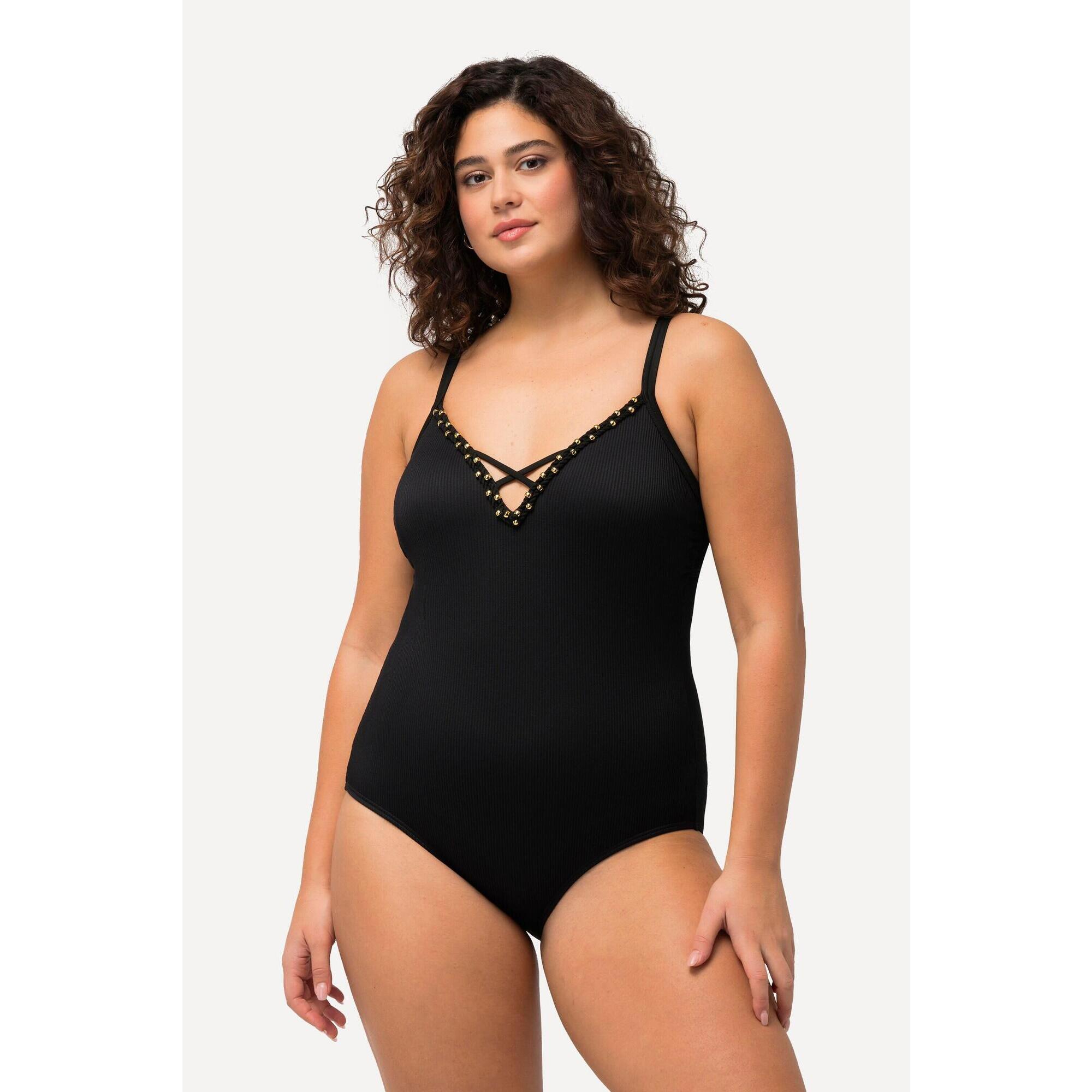 Ulla Popken - Femme Maillot De Bain Avec Bonnets Souples. Tissu Texturé - Maillot De Bain 1 Pièce - Noir - 42 M/l - Decathlon