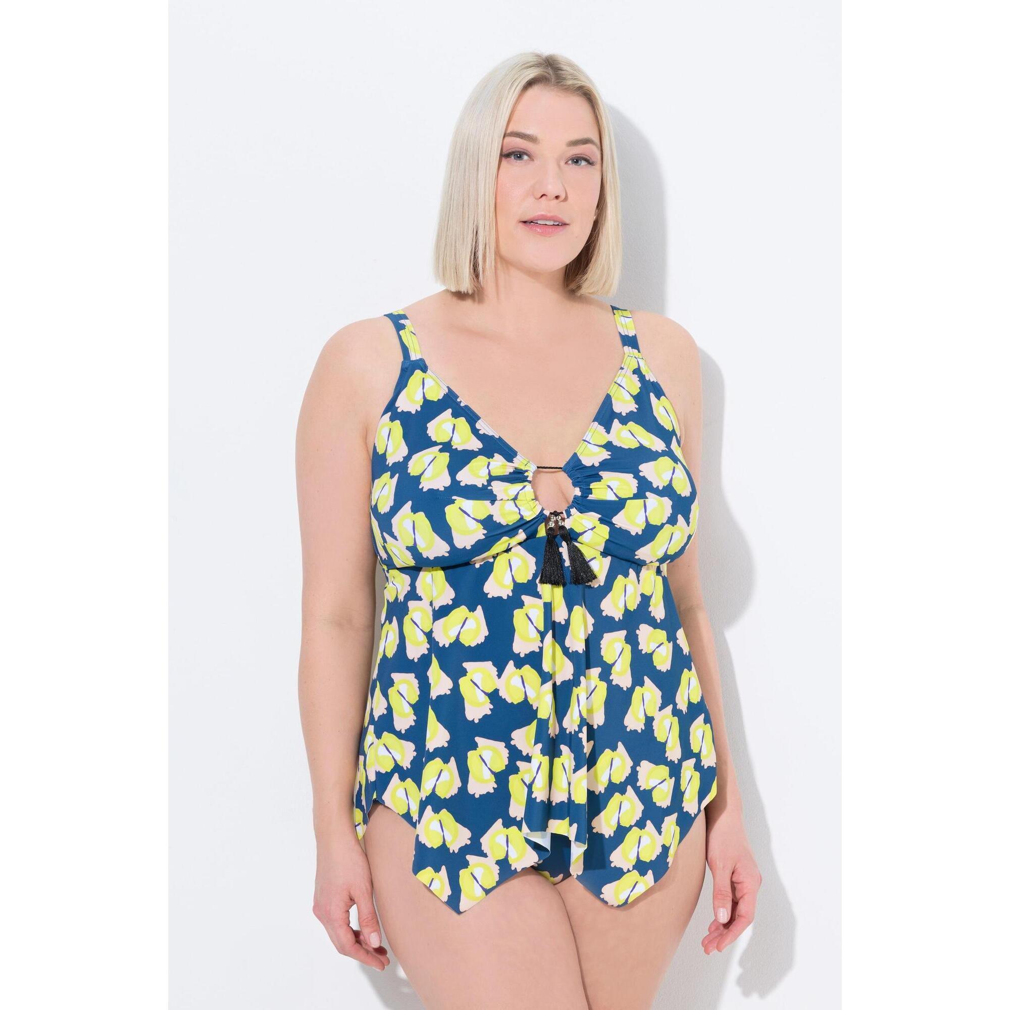 Ulla Popken - Femme Tankini Avec Bonnets Souples. Bretelles Ajustables. Matières Recyclées - Soutien-gorge - Bleu - 42 M/l - Decathlon