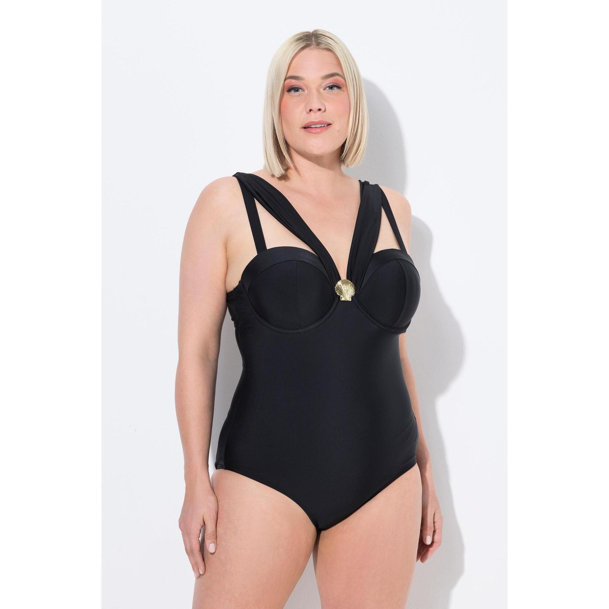 Ulla Popken - Femme Maillot De Bain À Bonnets Souples Et Armatures. Bretelles - Maillot De Bain 1 Pièce - Noir - 46 L/xl - Decathlon