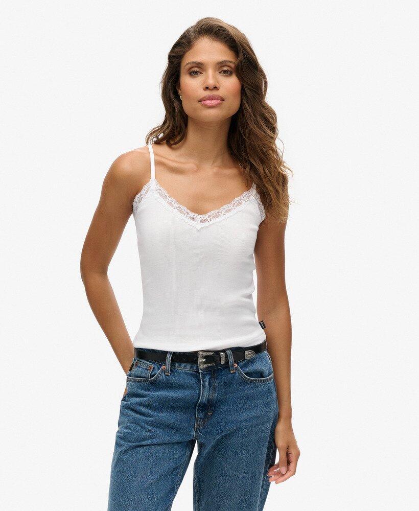 SUPERDRY Bio-Baumwoll-Cami-Top mit Vintage-Spitzenbesatz